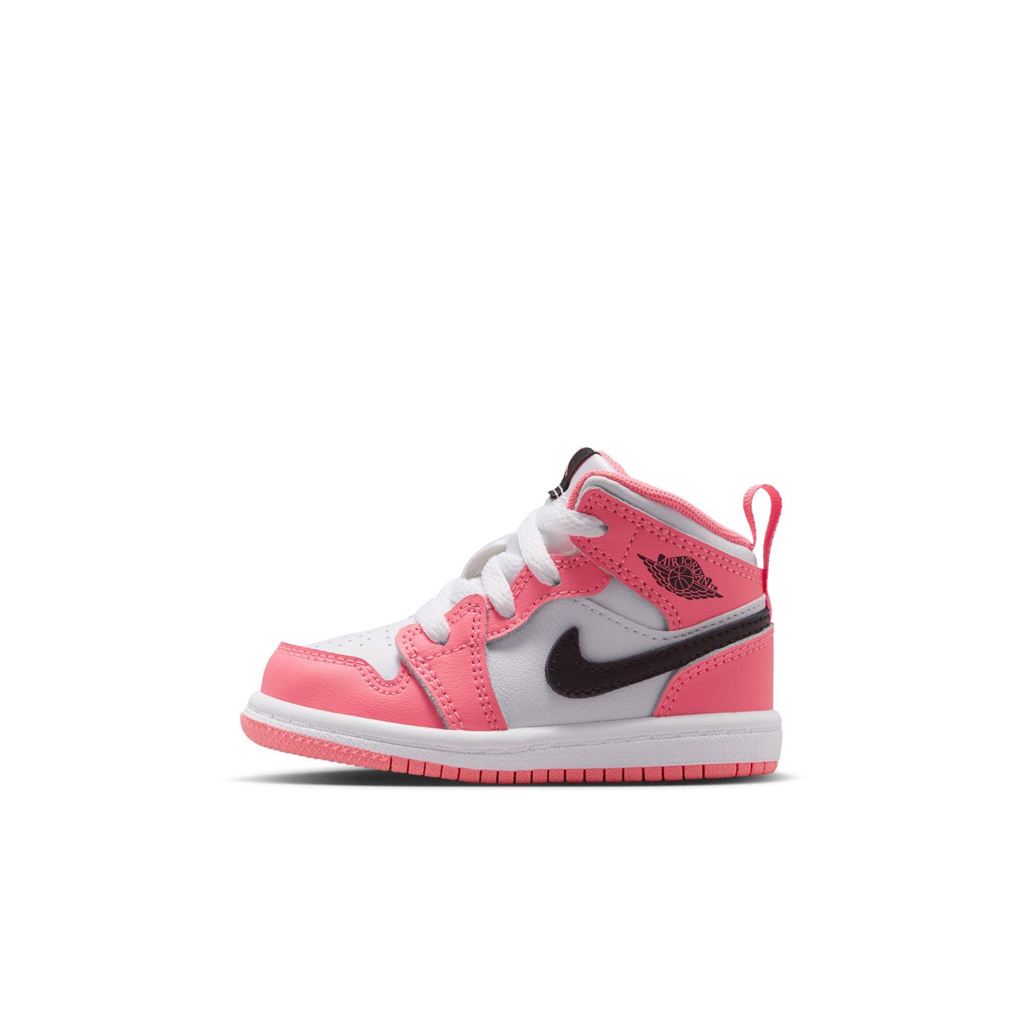Jordan 1 Mid "Pink Gaze/Black/White" Toddler Girls' Shoe - PINK/BLACK Thumbnail View 3