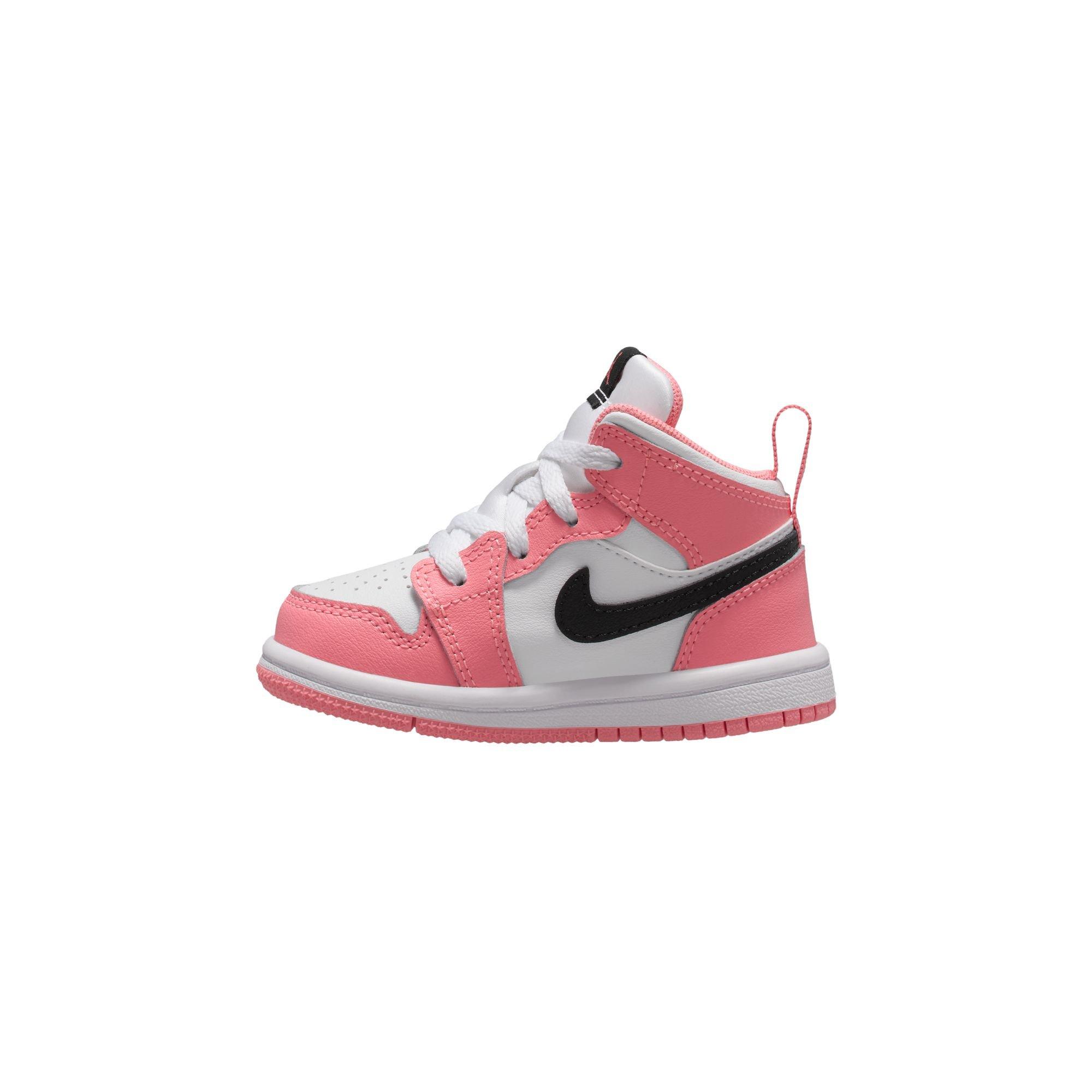 Jordan 1 Mid "Pink Gaze/Black/White" Toddler Girls' Shoe - PINK/BLACK Thumbnail View 4