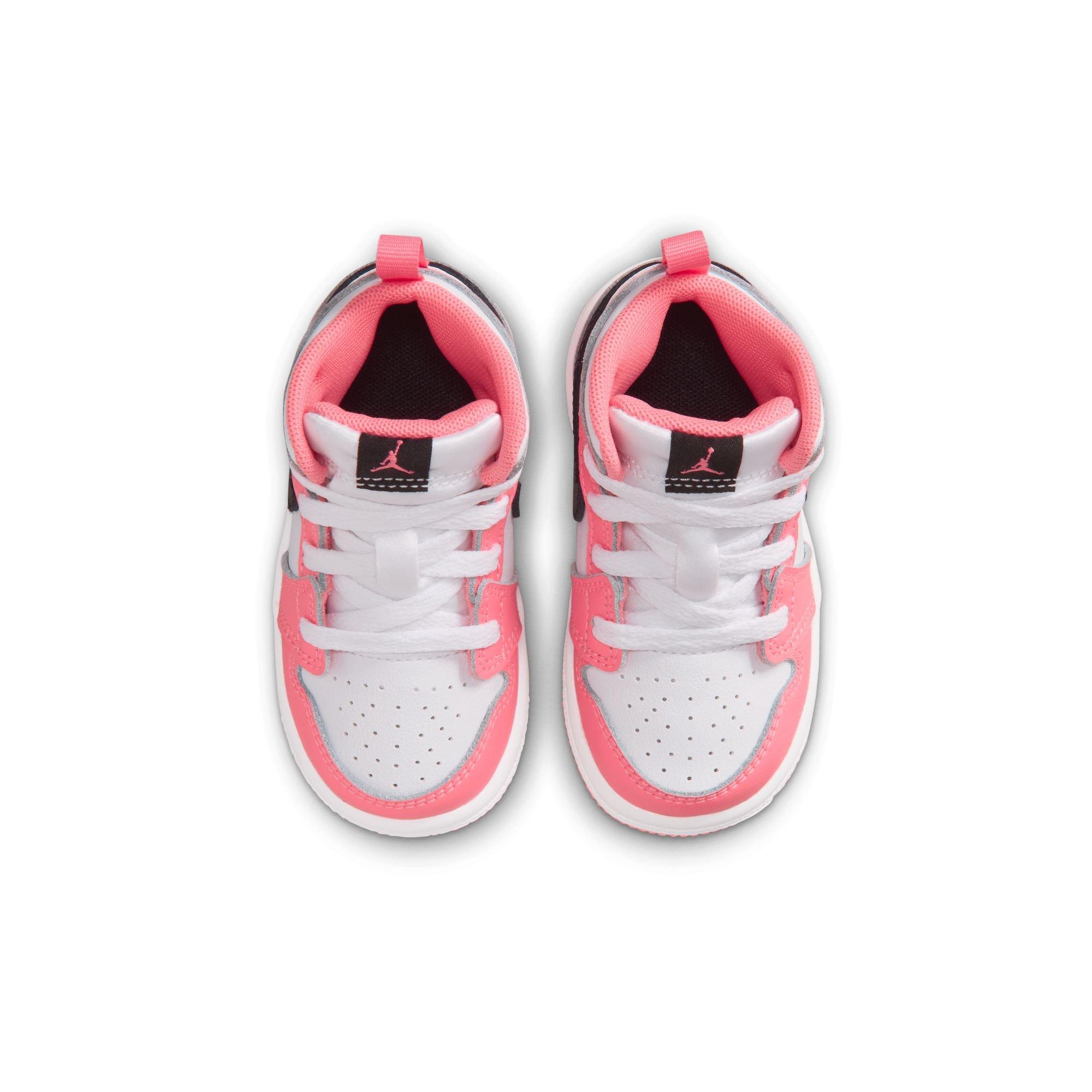 Jordan 1 Mid "Pink Gaze/Black/White" Toddler Girls' Shoe - PINK/BLACK Thumbnail View 6