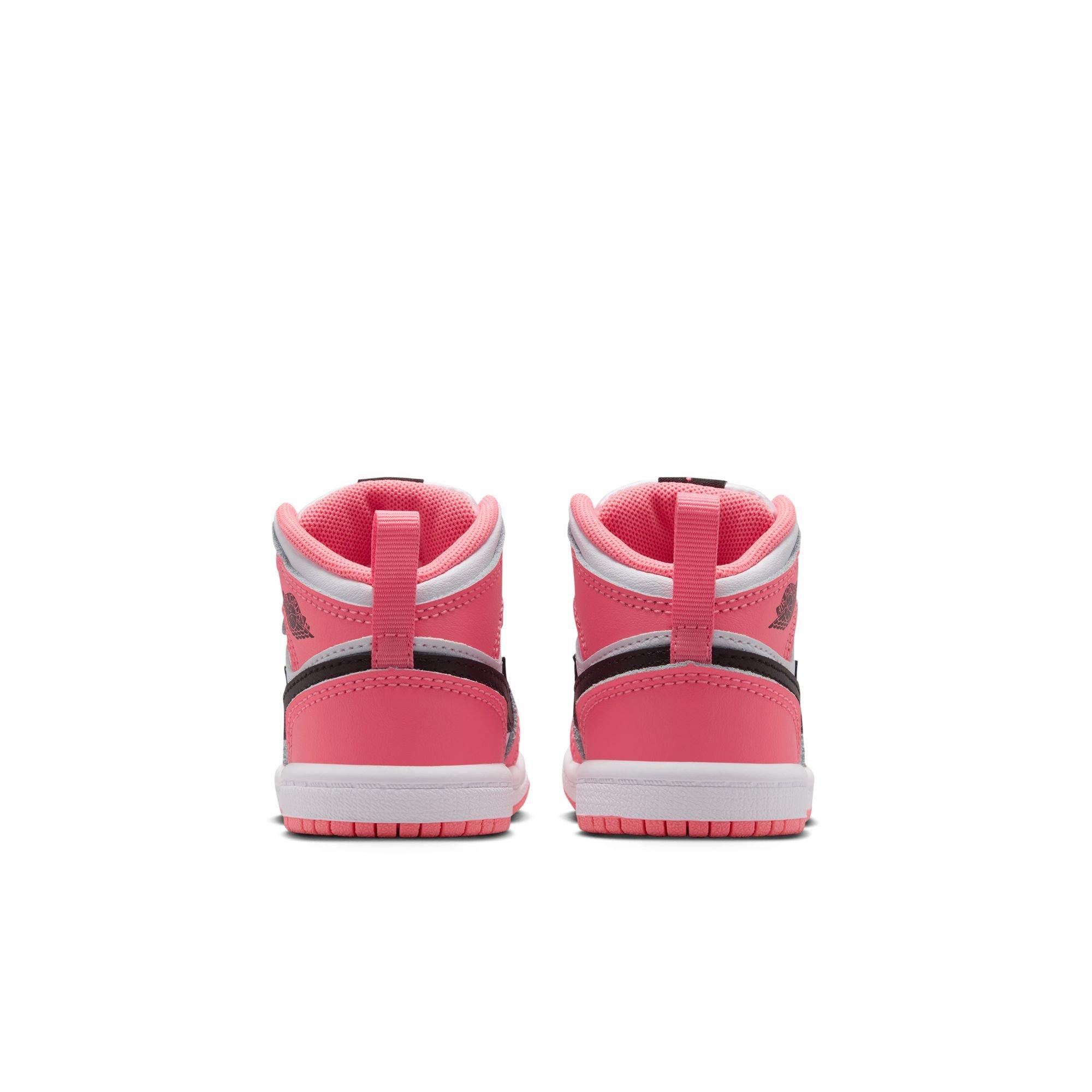 Jordan 1 Mid "Pink Gaze/Black/White" Toddler Girls' Shoe - PINK/BLACK Thumbnail View 7