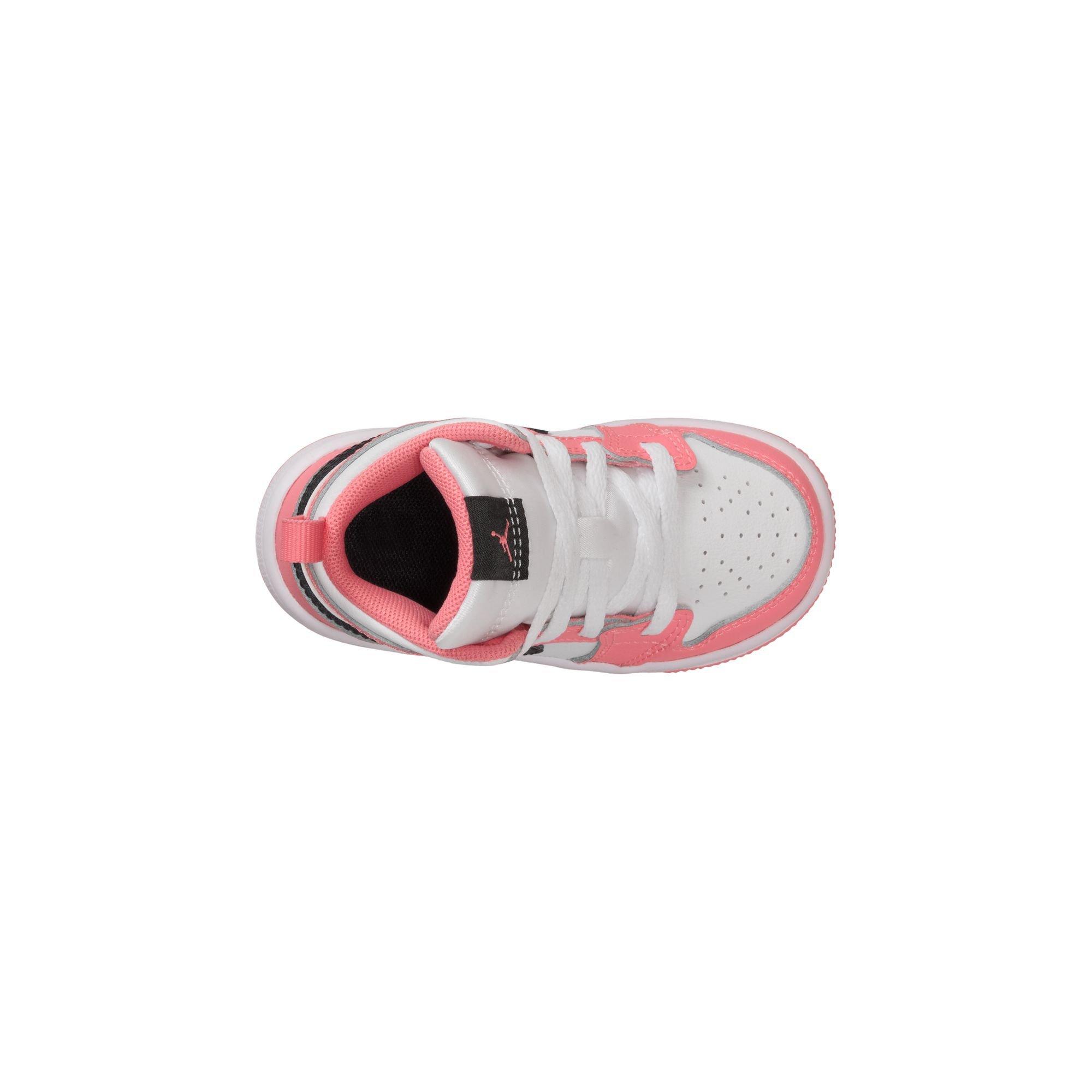 Jordan 1 Mid "Pink Gaze/Black/White" Toddler Girls' Shoe - PINK/BLACK Thumbnail View 8