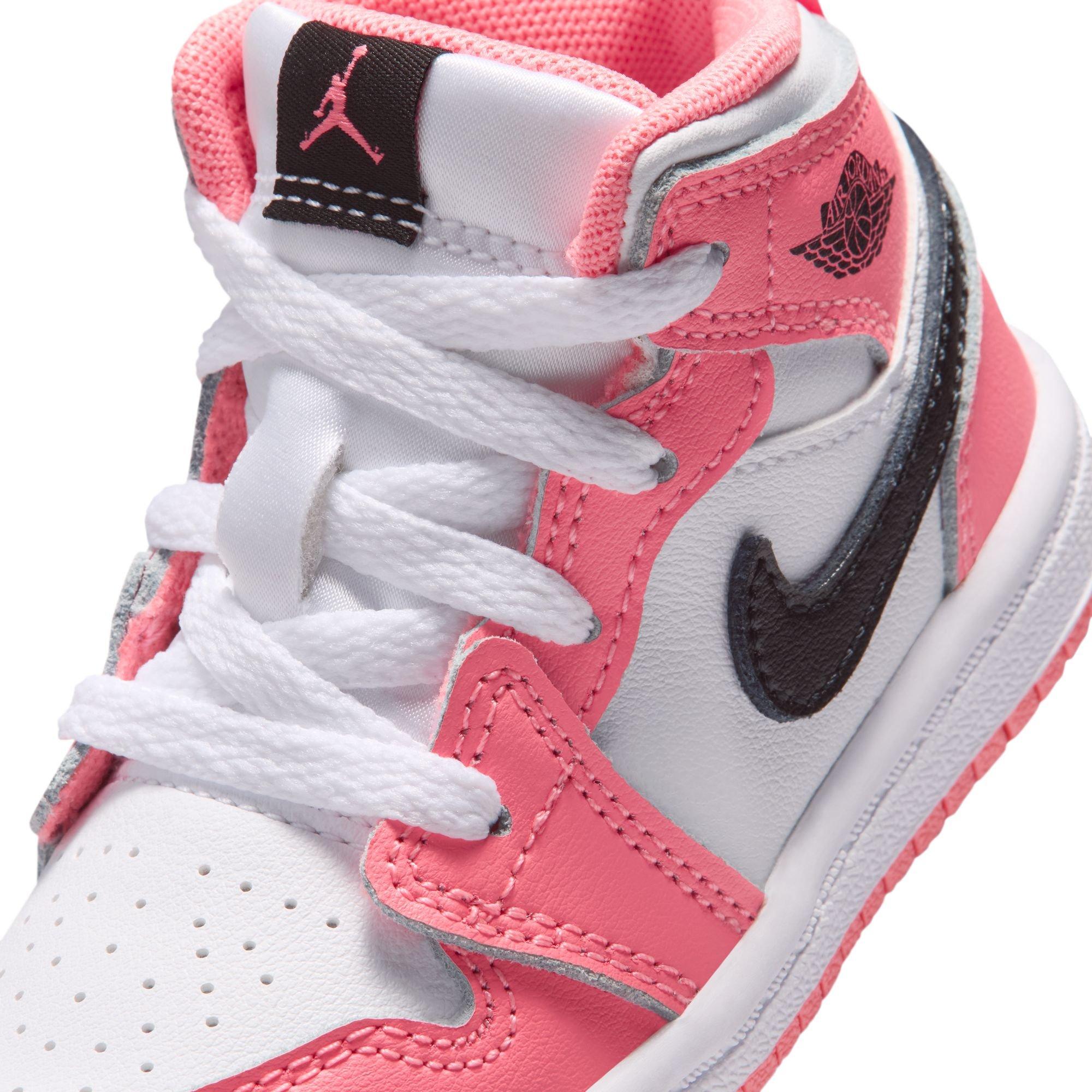 Jordan 1 Mid "Pink Gaze/Black/White" Toddler Girls' Shoe - PINK/BLACK Thumbnail View 10
