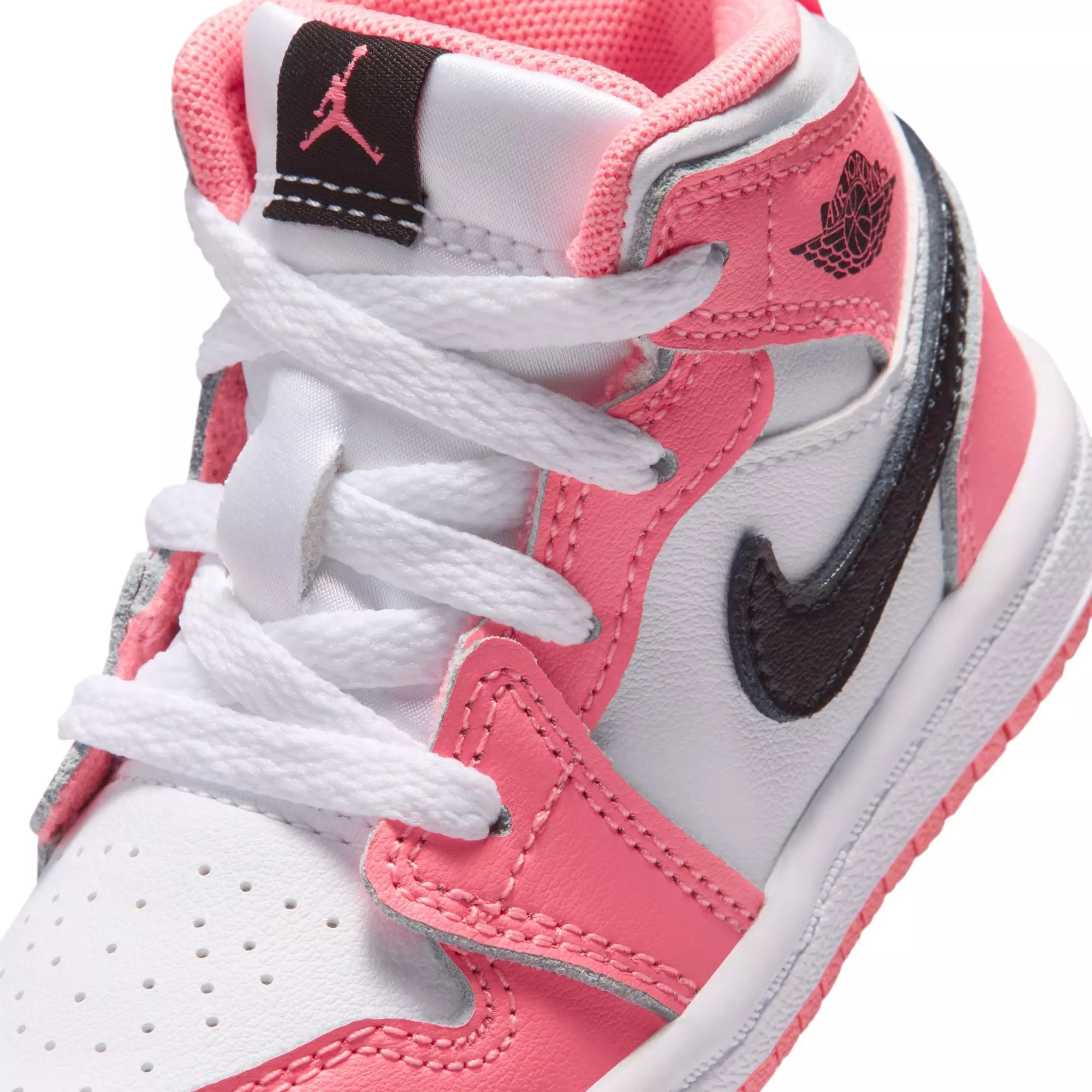 Jordan 1 Mid "Pink Gaze/Black/White" Toddler Girls' Shoe - PINK/BLACK