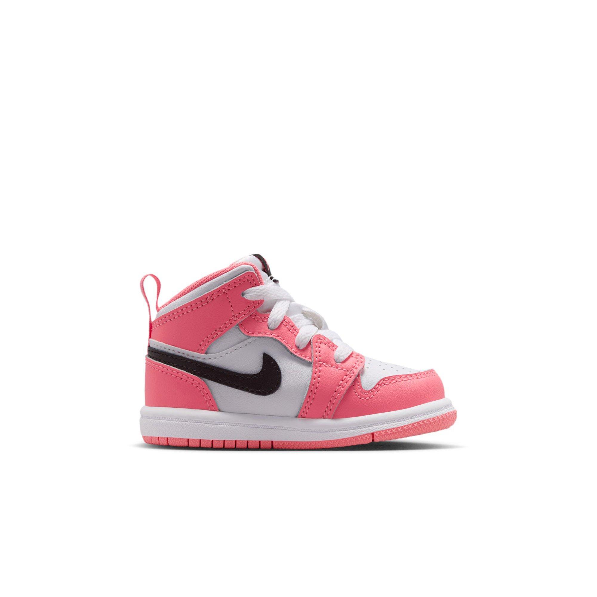 Jordan 1 Mid "Pink Gaze/Black/White" Toddler Girls' Shoe - PINK/BLACK Thumbnail View 2