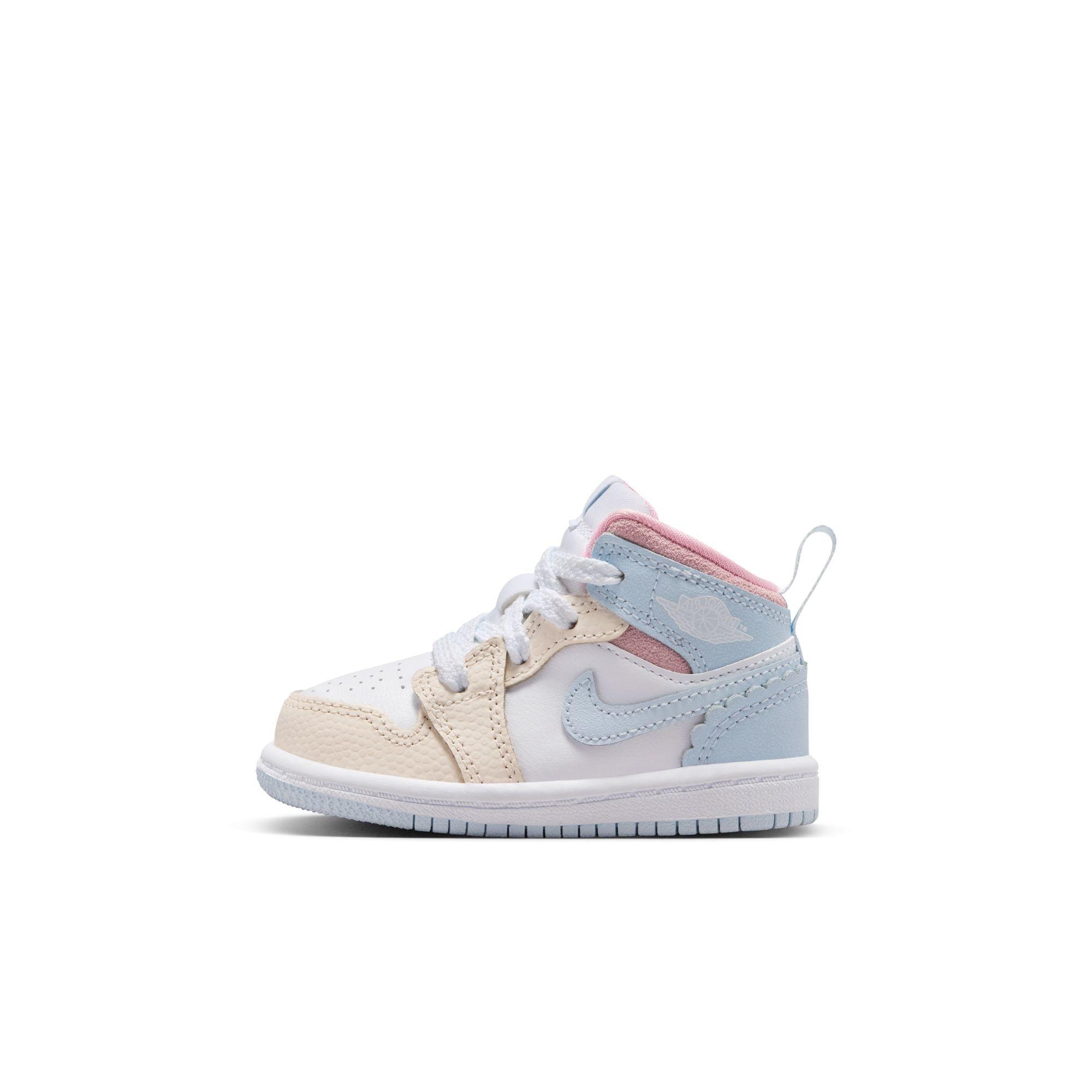 Jordan 1 Mid SE "Half Blue/Pale Ivory/White" Toddler Girls' Shoe - BLUE/PINK Thumbnail View 2