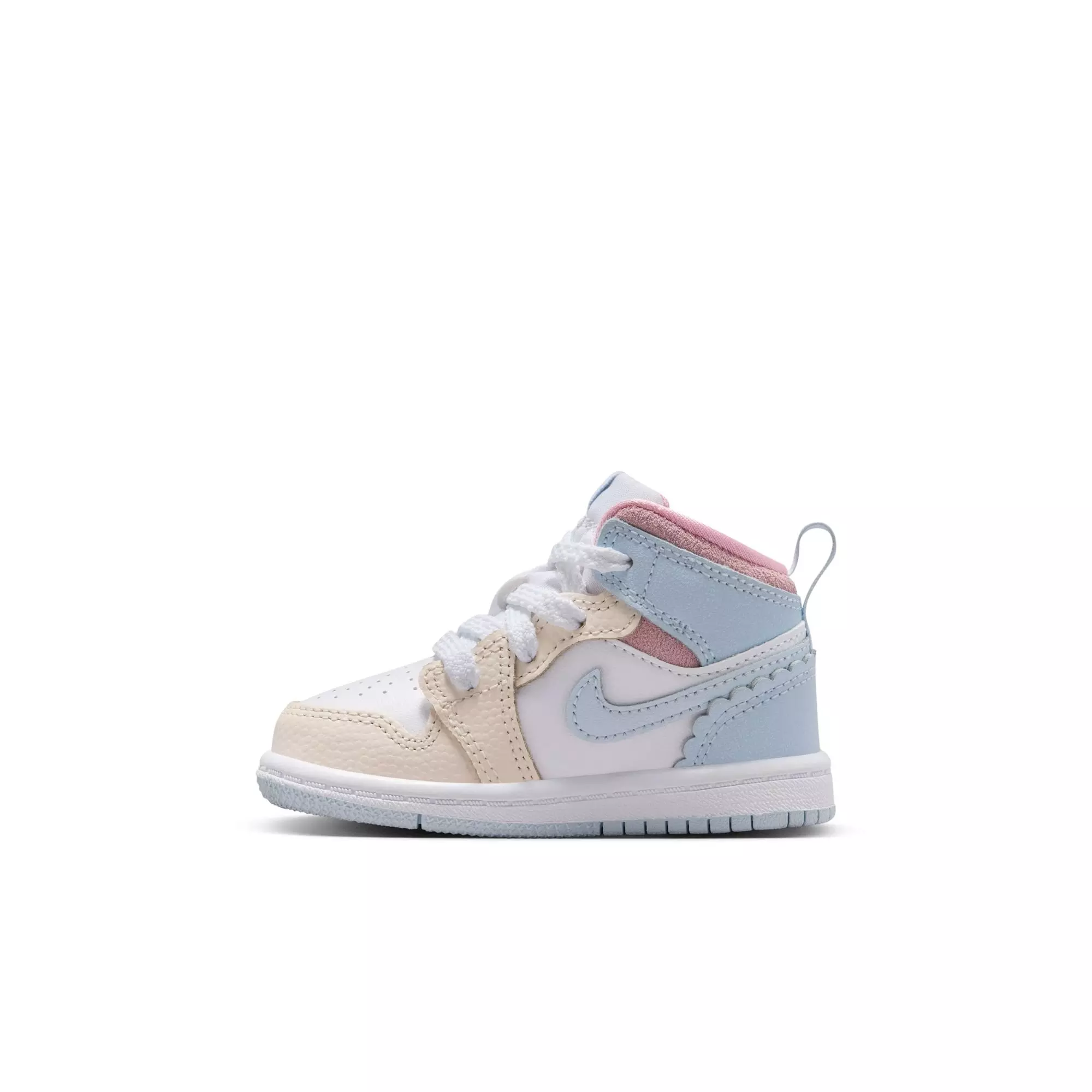 Jordan 1 Mid SE "Half Blue/Pale Ivory/White" Toddler Girls' Shoe - BLUE/PINK