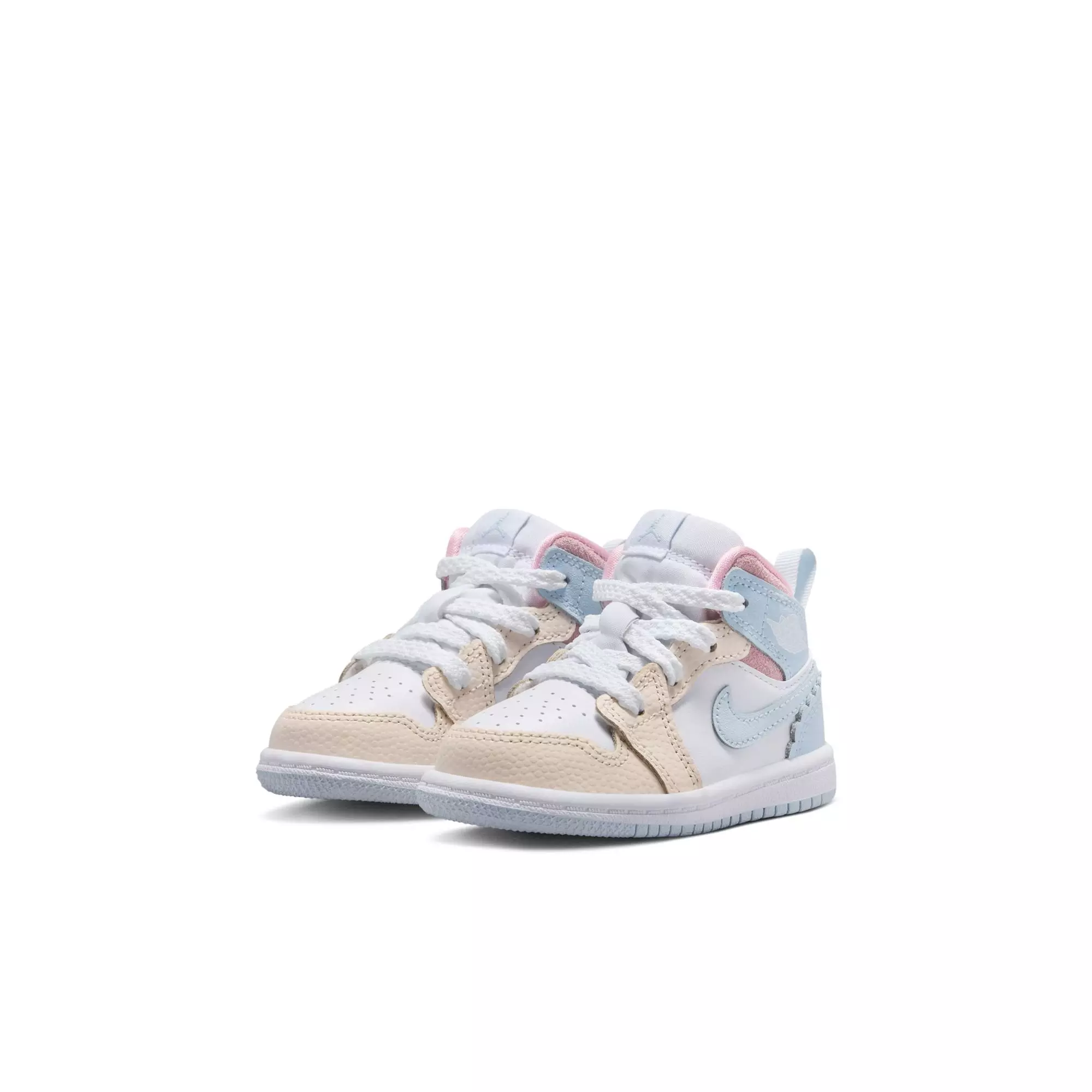 Jordan 1 Mid SE "Half Blue/Pale Ivory/White" Toddler Girls' Shoe - BLUE/PINK