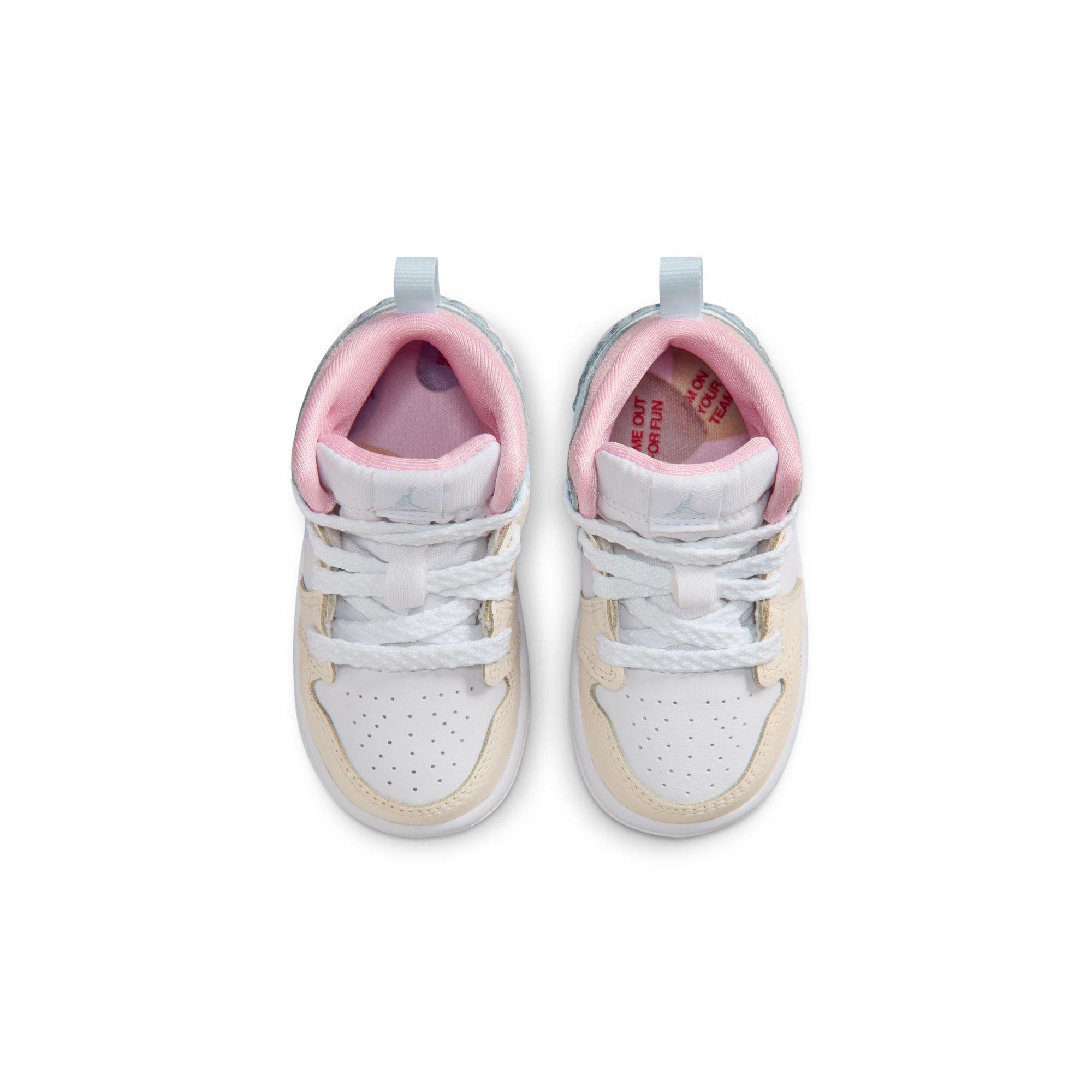 Jordan 1 Mid SE "Half Blue/Pale Ivory/White" Toddler Girls' Shoe - BLUE/PINK Thumbnail View 5