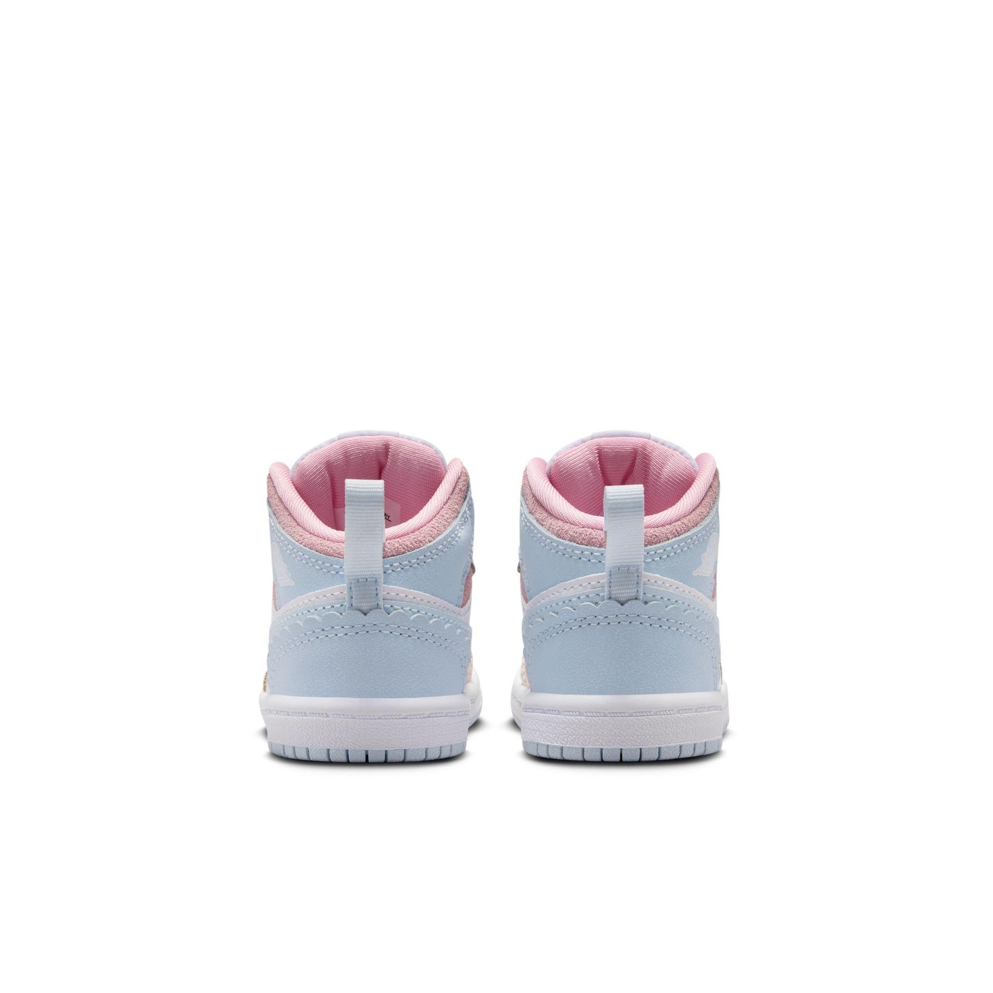 Jordan 1 Mid SE "Half Blue/Pale Ivory/White" Toddler Girls' Shoe - BLUE/PINK Thumbnail View 6