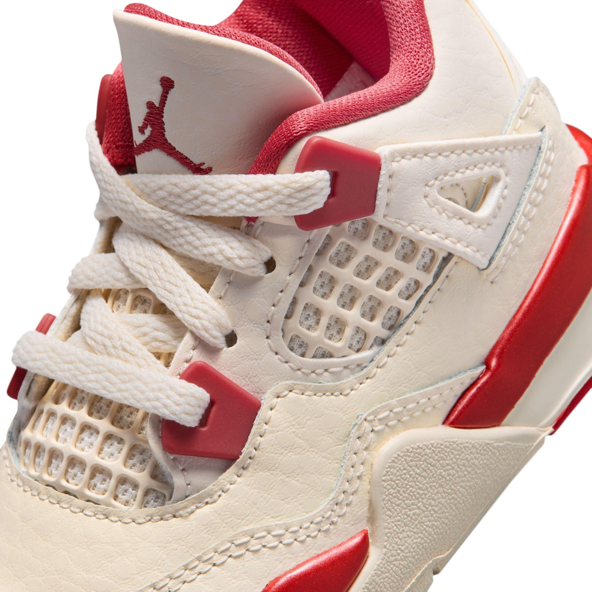 Jordan 4 Retro &ldquo;Sierra Red&rdquo; Toddler Girls' Shoe - PALE IVORY/SIERRA RED Thumbnail View 5