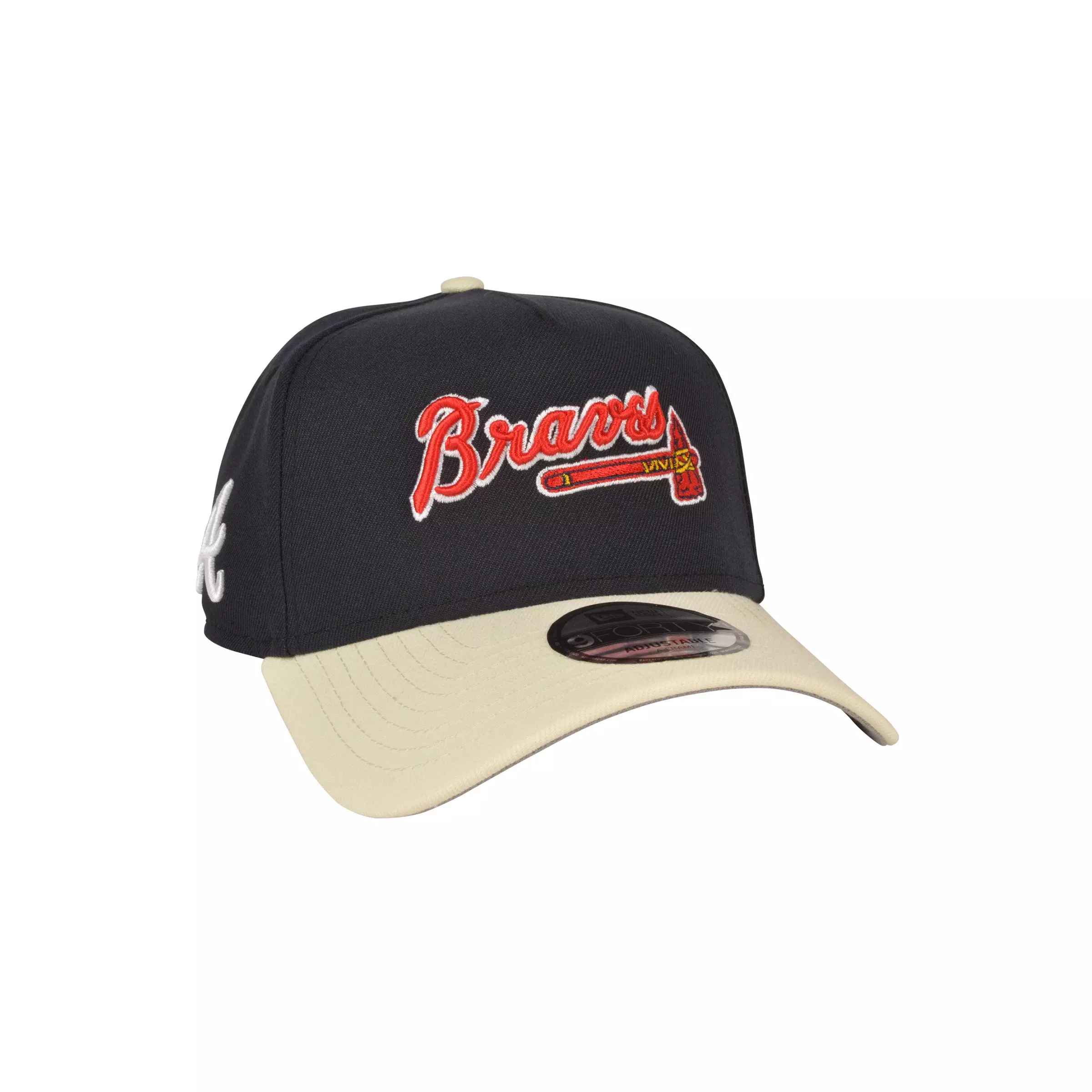 New Era Atlanta Braves 9FORTY A-Frame Varsity Snapback Hat-Navy - NAVY