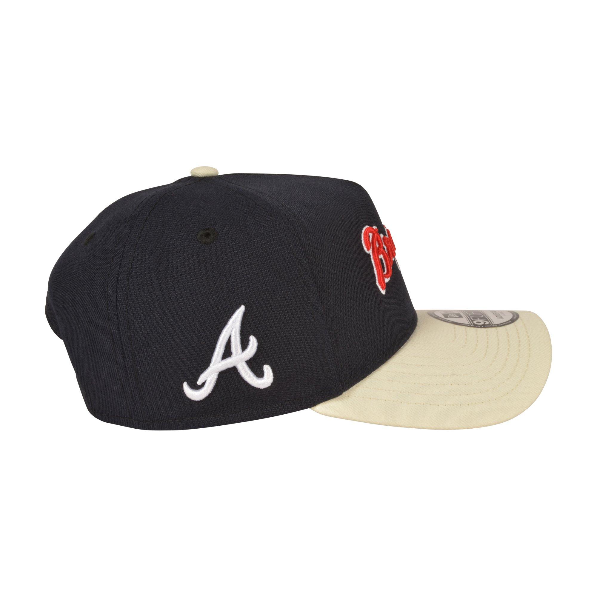 New Era Atlanta Braves 9FORTY A-Frame Varsity Navy Snapback Hat