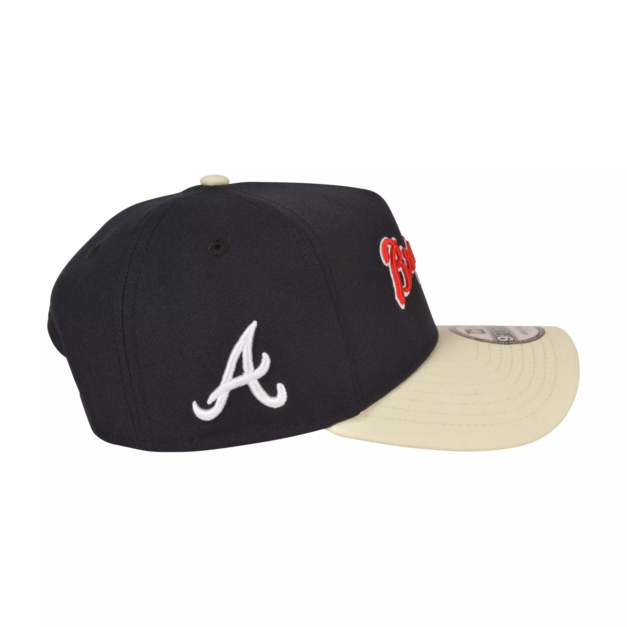 New Era Atlanta Braves 9FORTY A-Frame Varsity Snapback Hat-Navy - NAVY