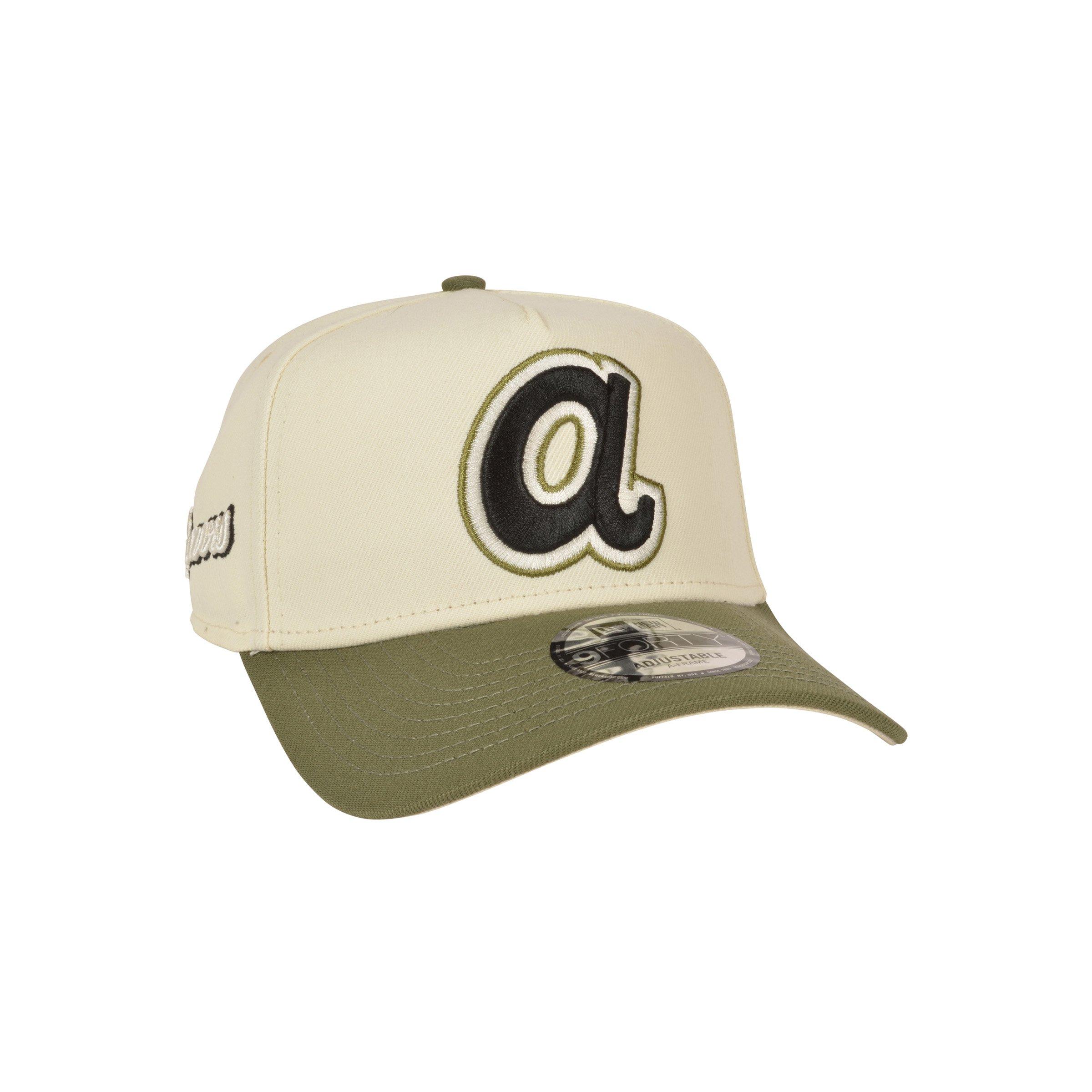 New Era Atlanta Braves 9FORTY A-Frame Varsity Olive Snapback Hat