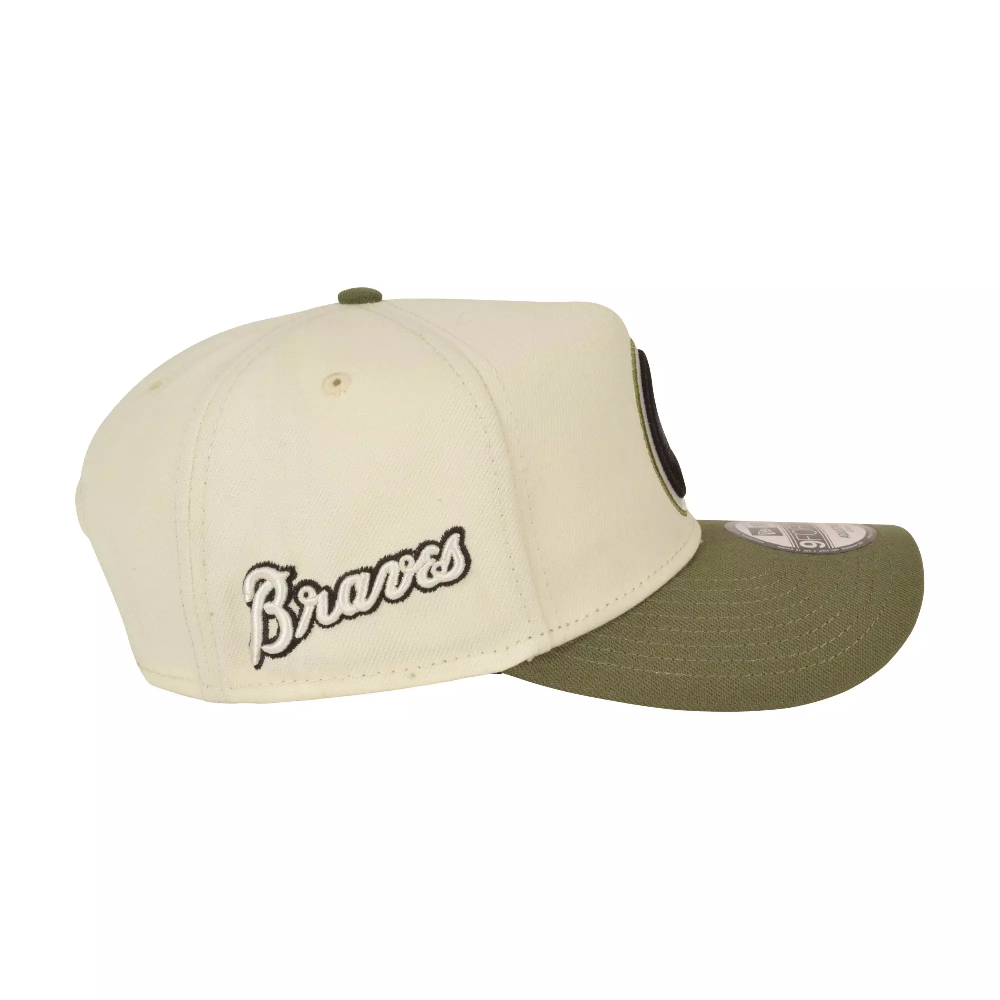 New Era Atlanta Braves 9FORTY A-Frame Varsity Snapback Hat-Olive - OLIVE