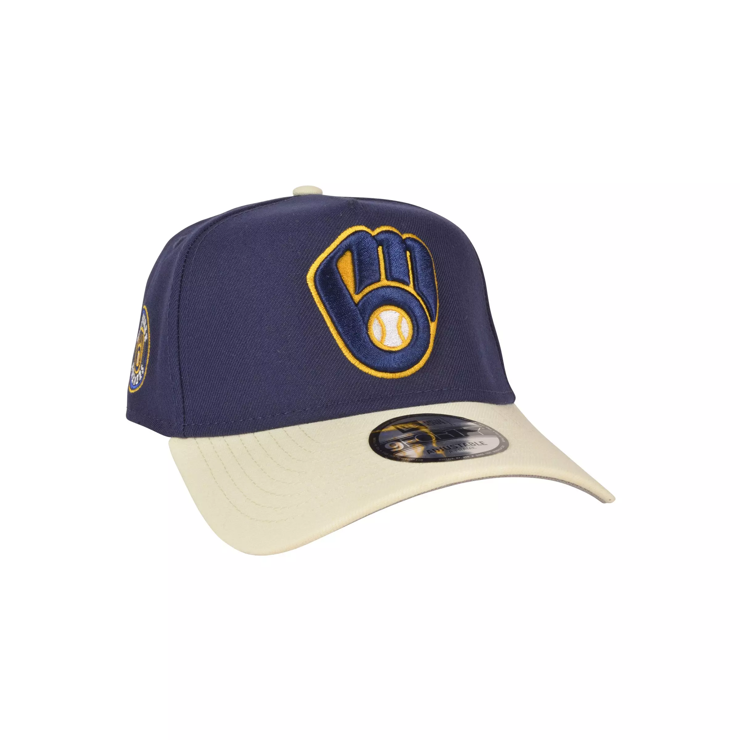 New Era Milwaukee Brewers 9FORTY A-Frame Varsity Snapback Hat-Navy - NAVY