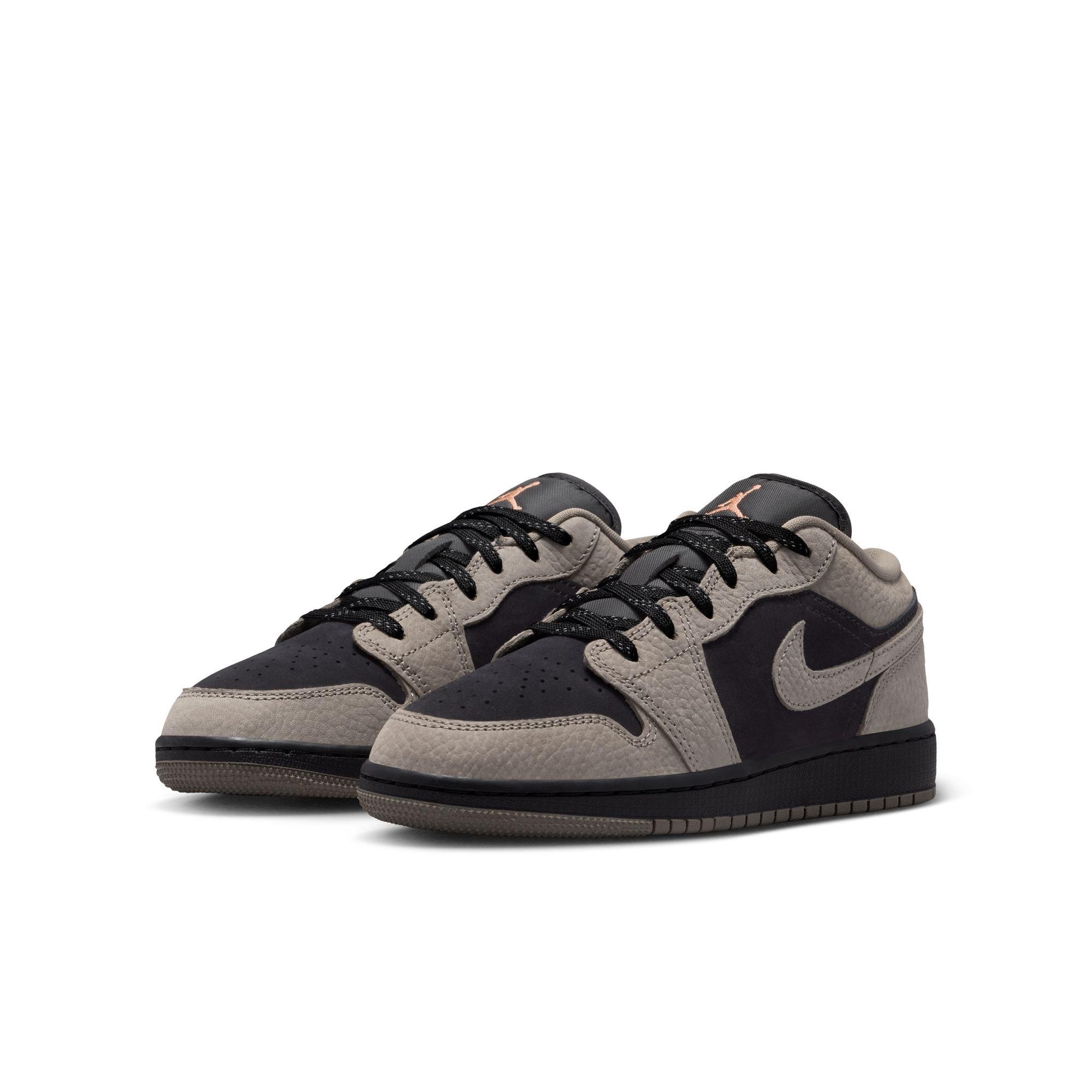 Jordan 1 Low SE "Black/Olive Grey/Lt Wild Mango" Grade School Boys' Shoe - BLACK/OLIVE Thumbnail View 5