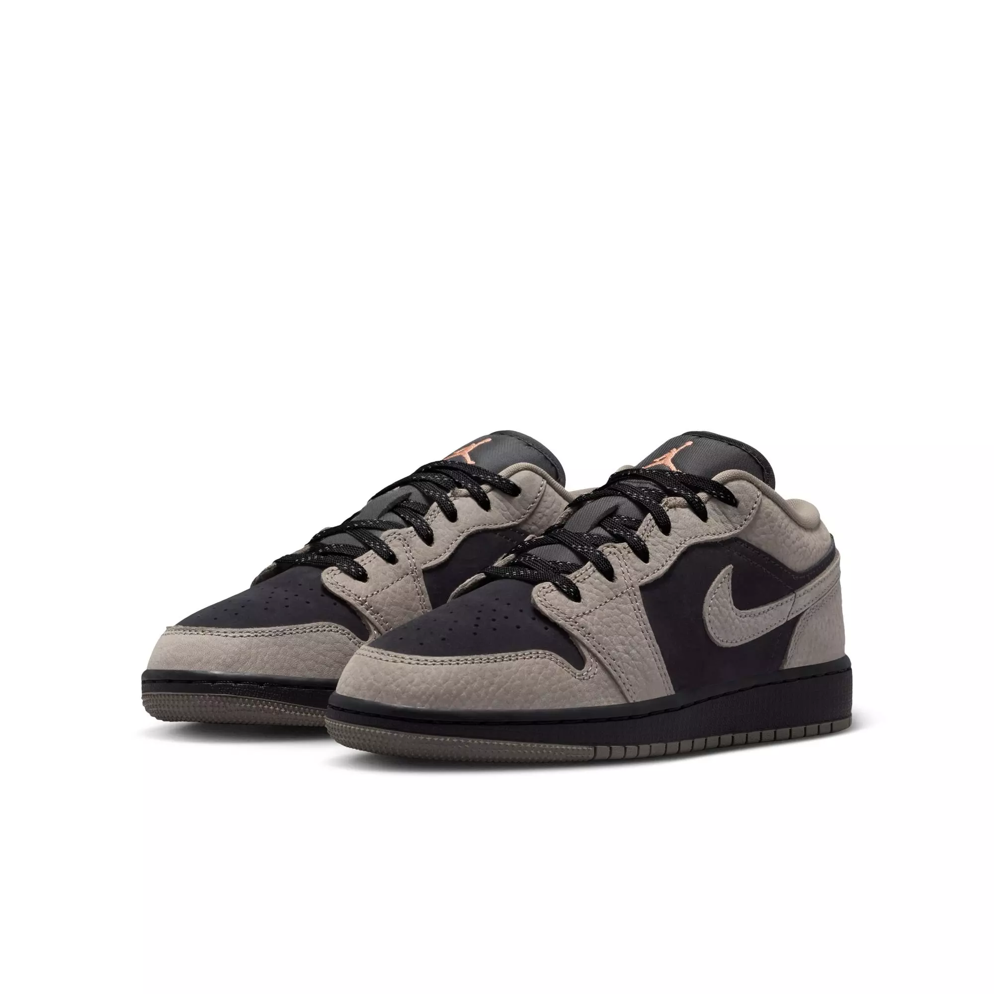 Jordan 1 Low SE "Black/Olive Grey/Lt Wild Mango" Grade School Boys' Shoe - BLACK/OLIVE