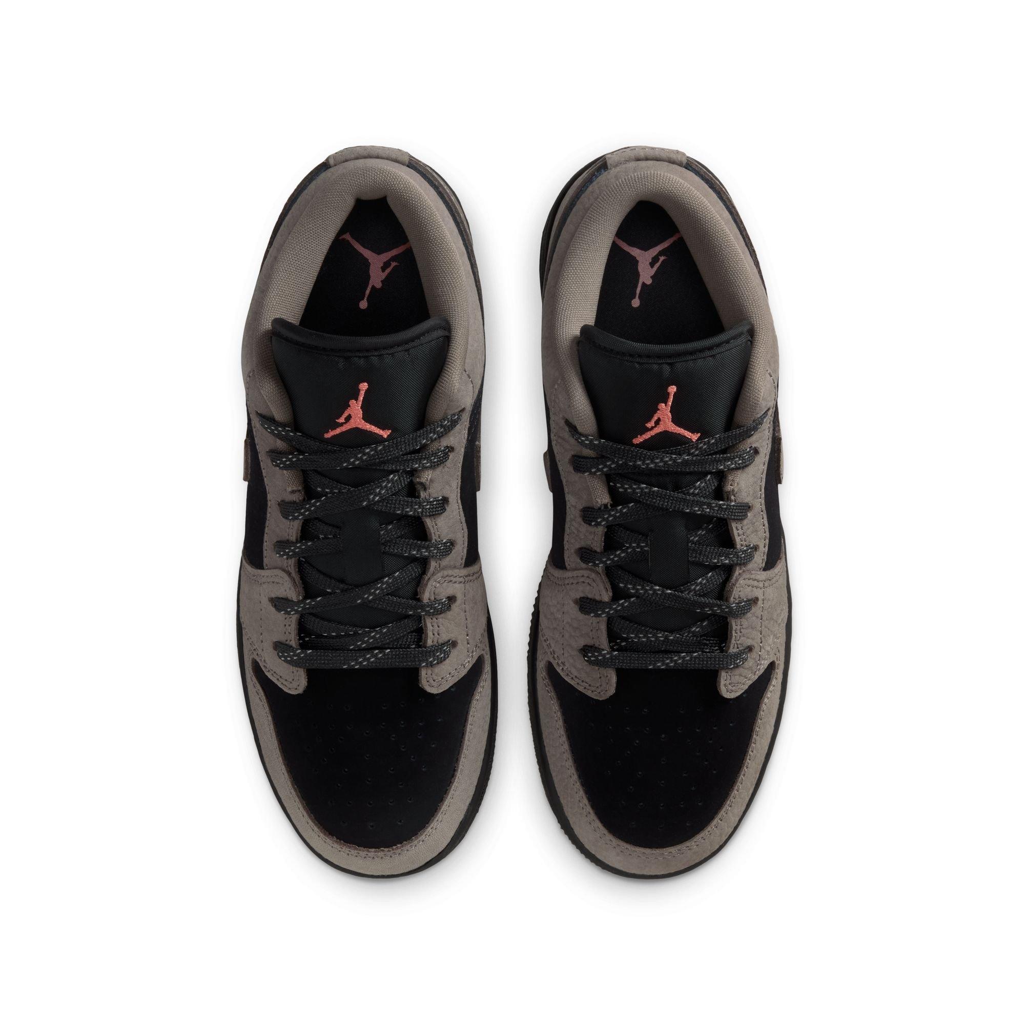 Jordan 1 Low SE "Black/Olive Grey/Lt Wild Mango" Grade School Boys' Shoe - BLACK/OLIVE Thumbnail View 6