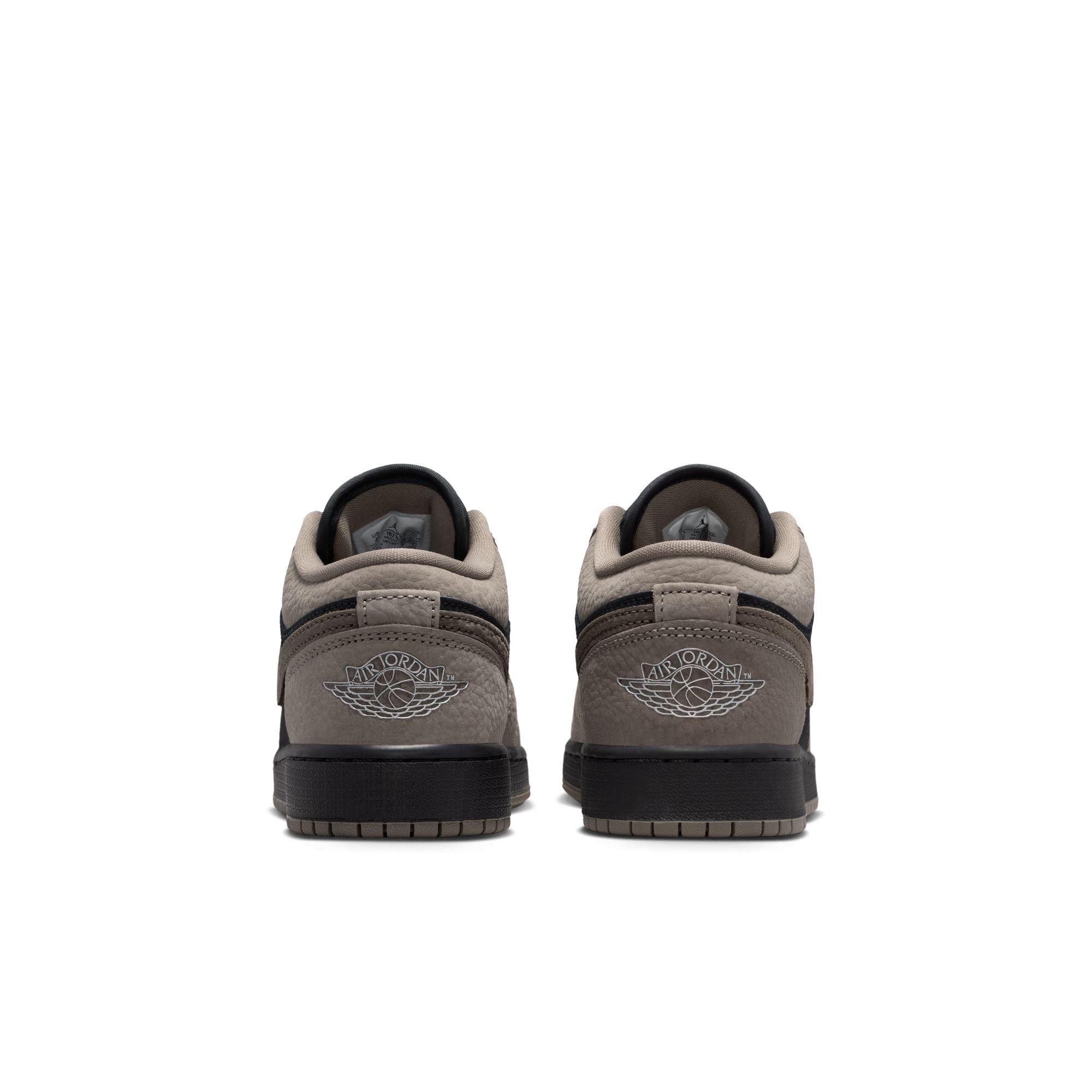 Jordan 1 Low SE "Black/Olive Grey/Lt Wild Mango" Grade School Boys' Shoe - BLACK/OLIVE Thumbnail View 7