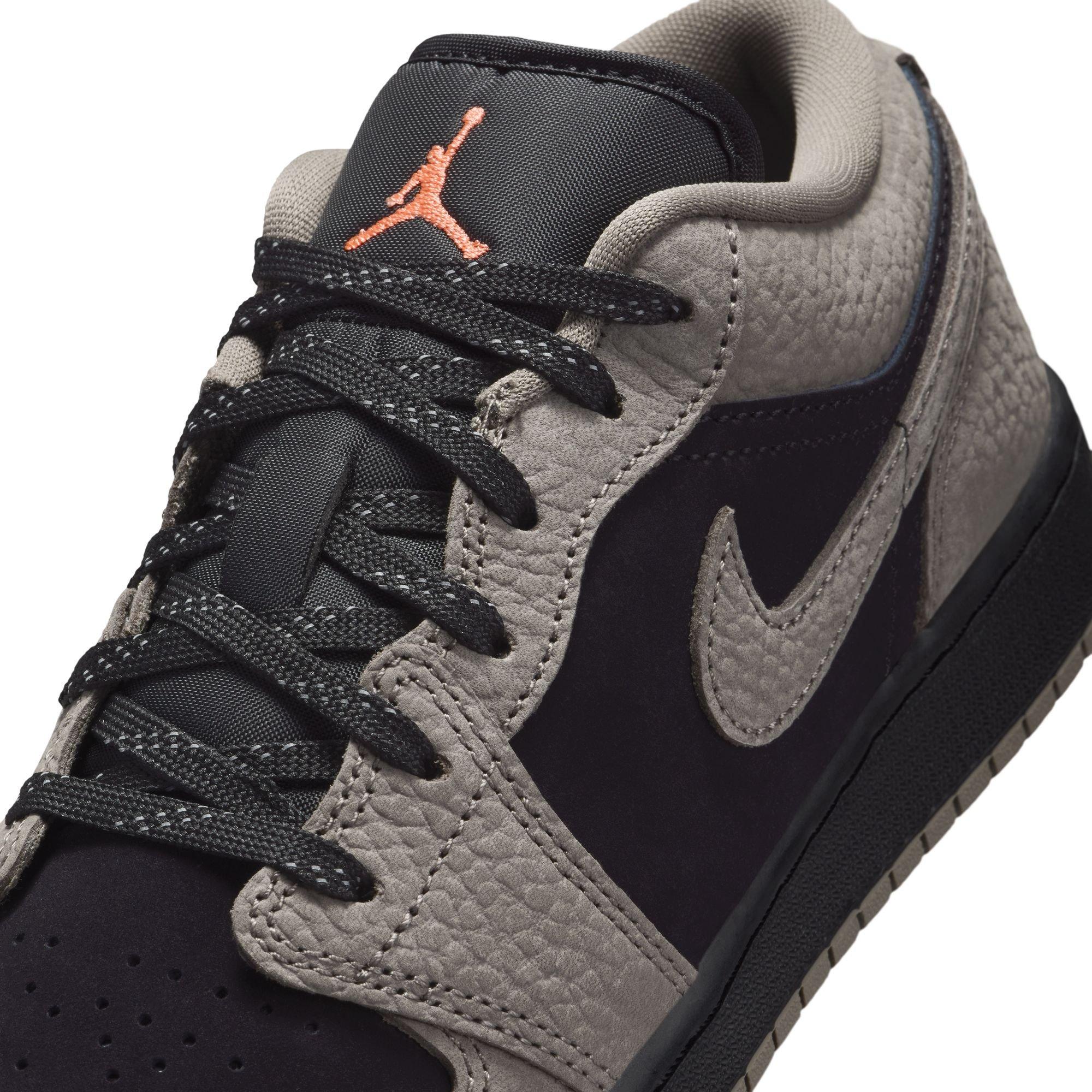Jordan 1 Low SE "Black/Olive Grey/Lt Wild Mango" Grade School Boys' Shoe - BLACK/OLIVE Thumbnail View 9