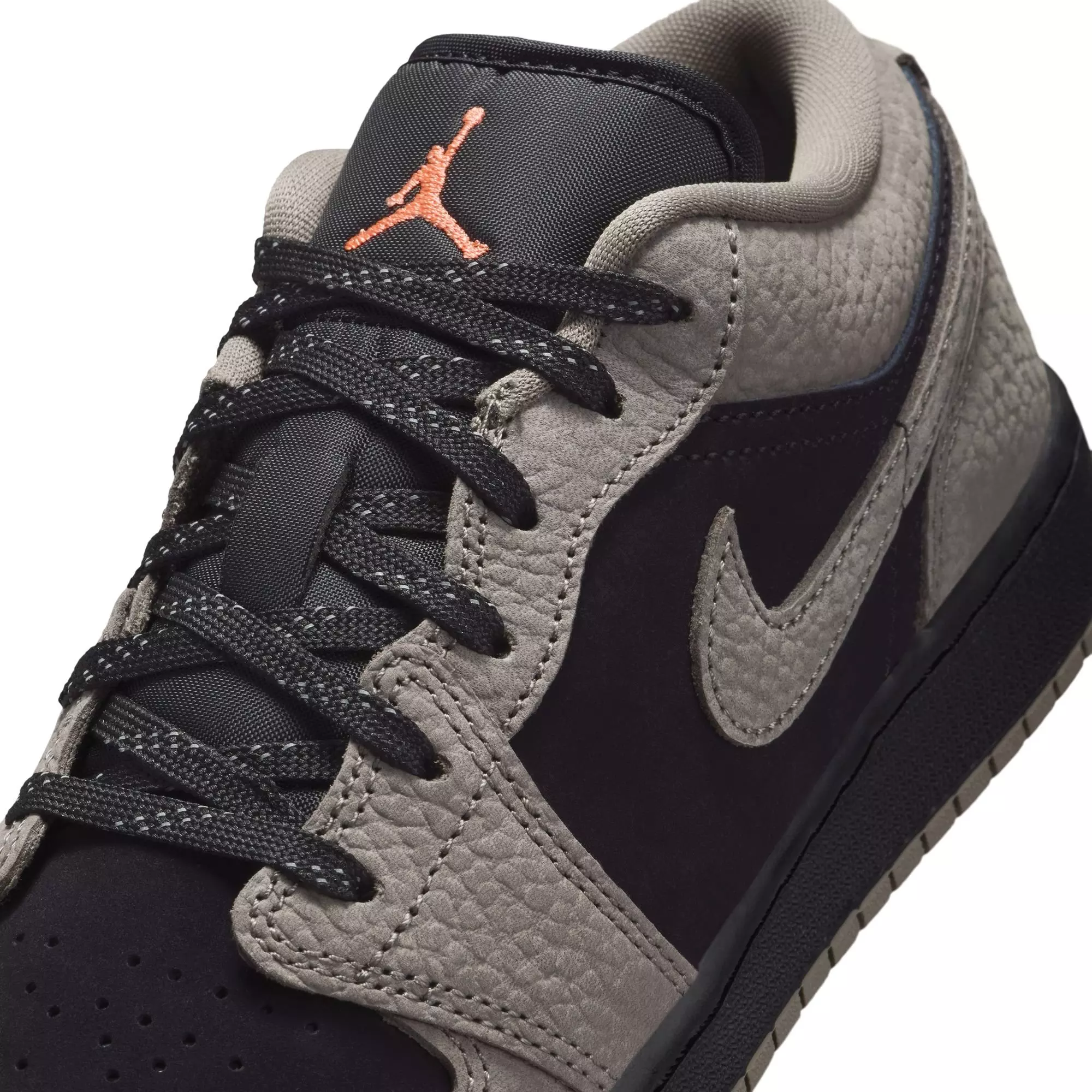 Jordan 1 Low SE "Black/Olive Grey/Lt Wild Mango" Grade School Boys' Shoe - BLACK/OLIVE