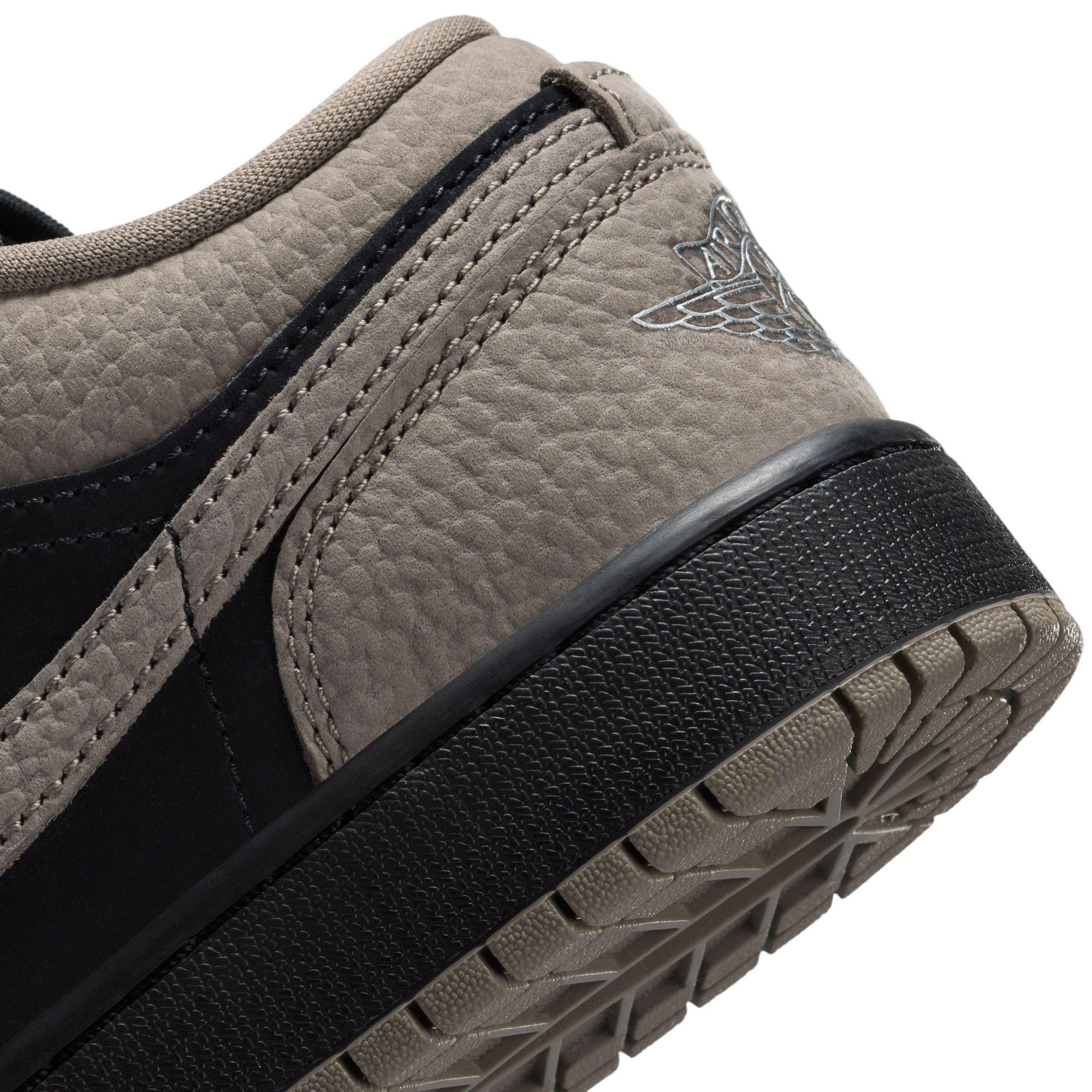 Jordan 1 Low SE "Black/Olive Grey/Lt Wild Mango" Grade School Boys' Shoe - BLACK/OLIVE Thumbnail View 10