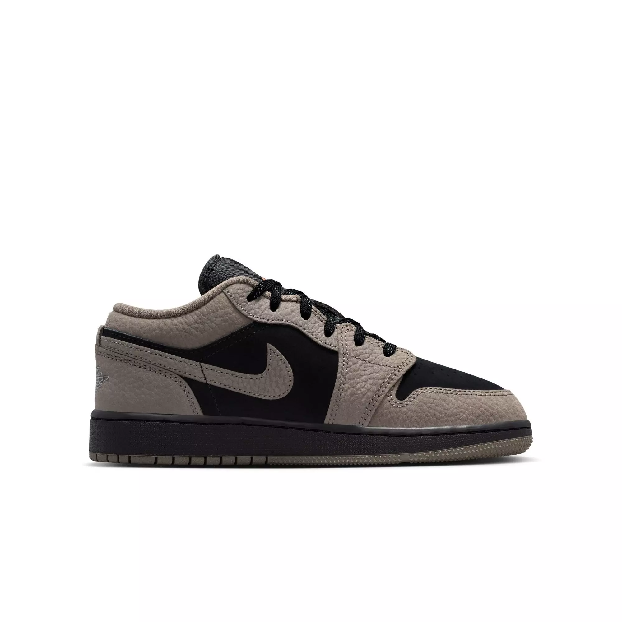 Jordan 1 Low SE "Black/Olive Grey/Lt Wild Mango" Grade School Boys' Shoe - BLACK/OLIVE