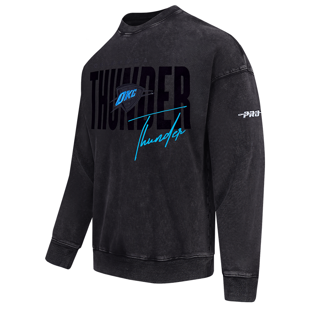 Pro Standard Oklahoma City Thunder Shadow Fleece Crew Sweater-Black - BLACK Thumbnail View 3