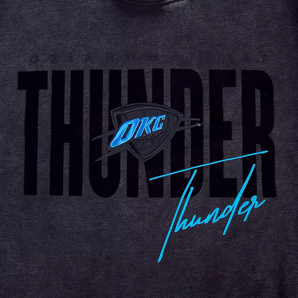 Pro Standard Oklahoma City Thunder Shadow Fleece Crew Sweater-Black - BLACK