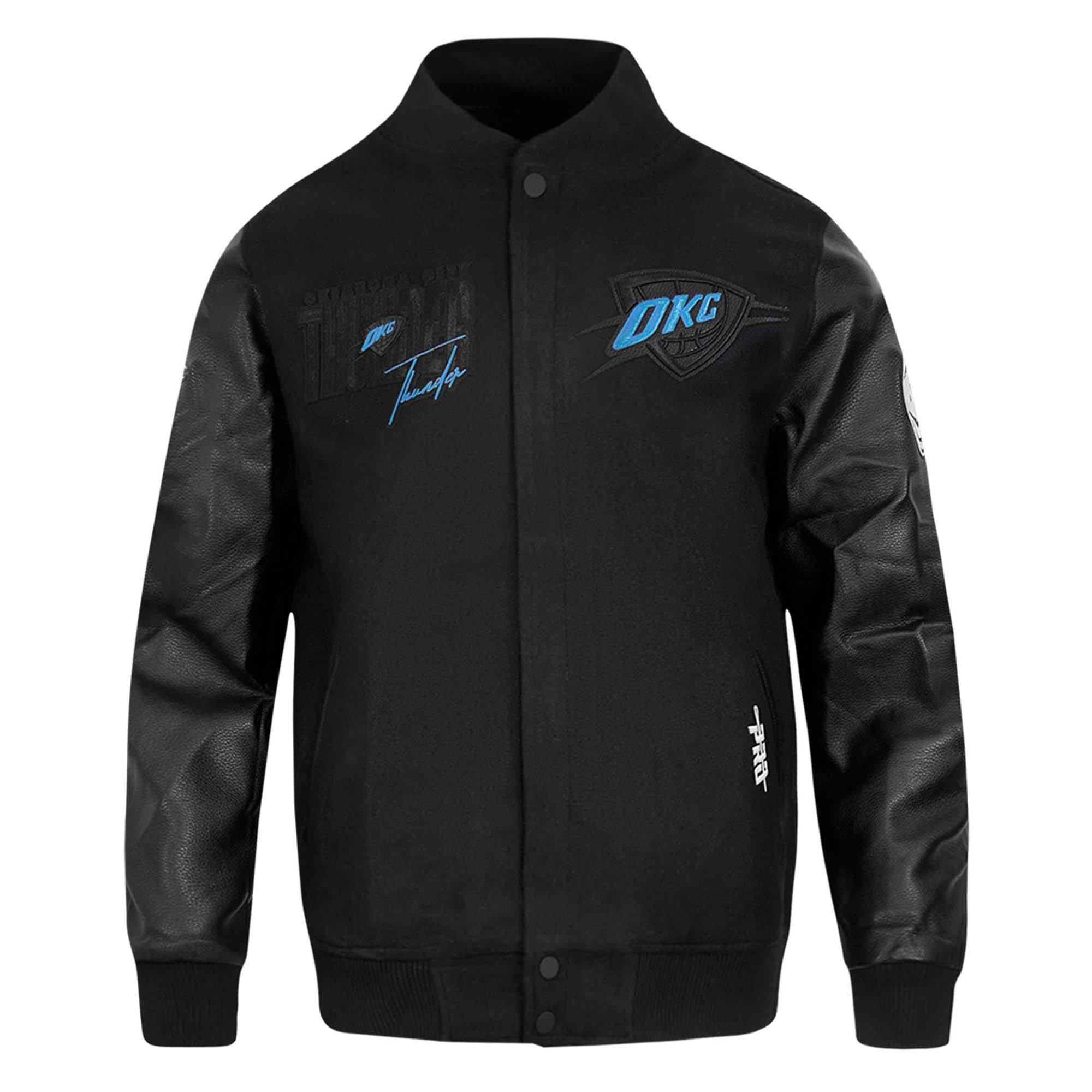 Pro Standard Oklahoma City Thunder Shadow Varsity Jacket-Black - BLACK Thumbnail View 1