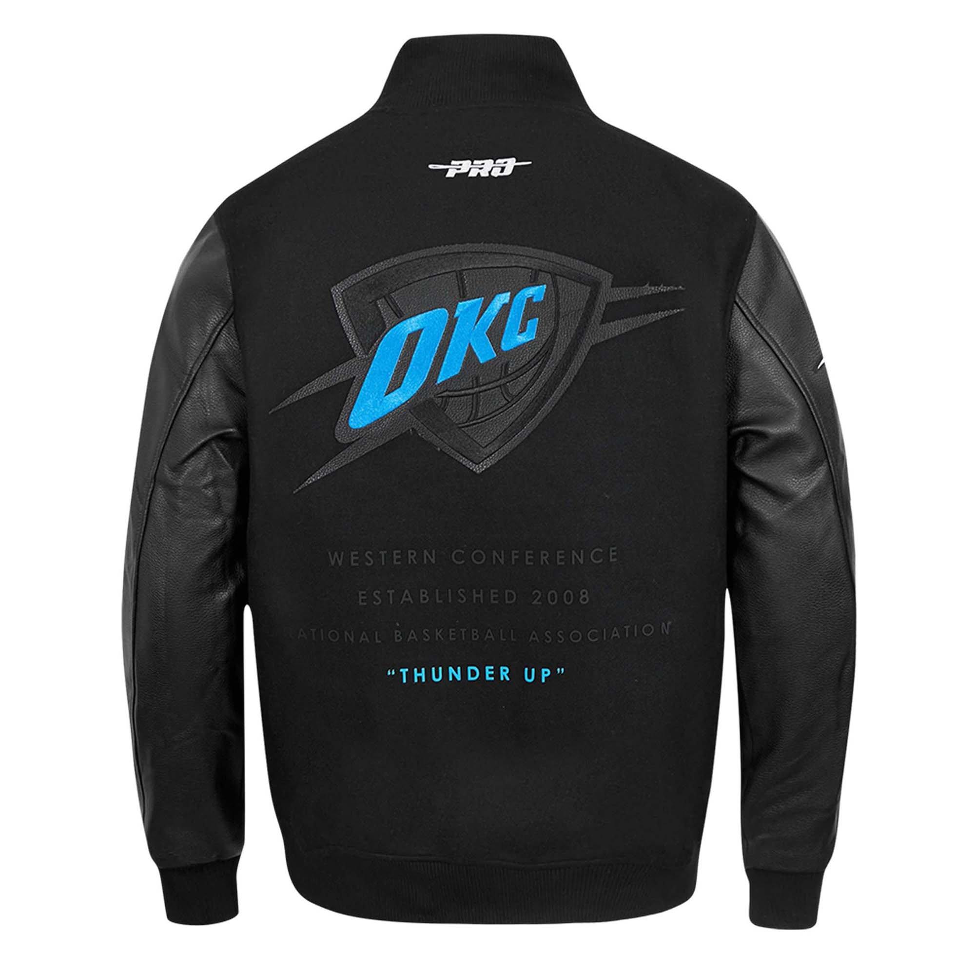 Pro Standard Oklahoma City Thunder Shadow Varsity Jacket-Black - BLACK Thumbnail View 2
