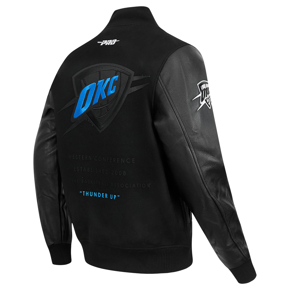 Pro Standard Oklahoma City Thunder Shadow Varsity Jacket-Black - BLACK Thumbnail View 4