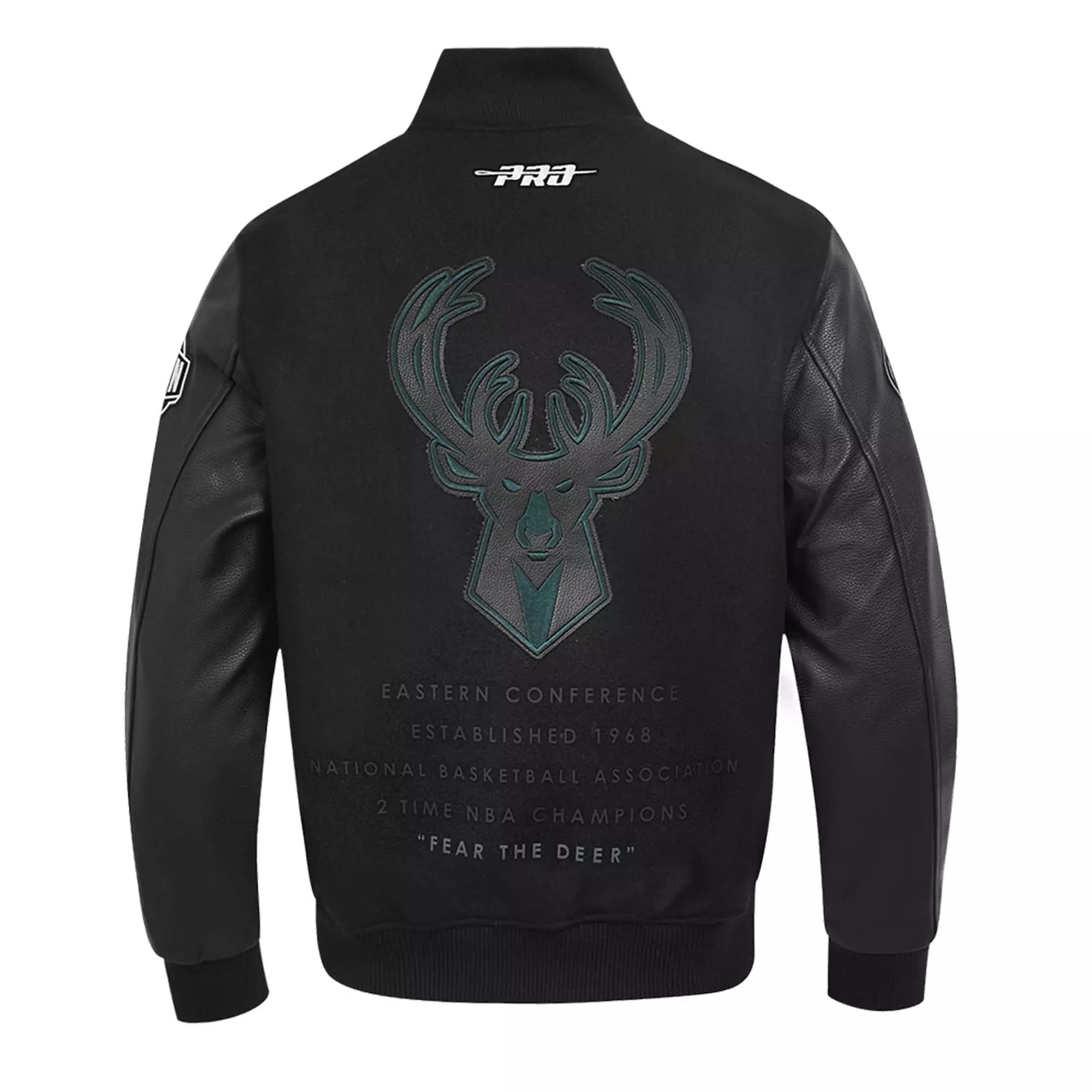 Pro Standard Milwaukee Bucks Shadow Varsity Jacket-Black - BLACK
