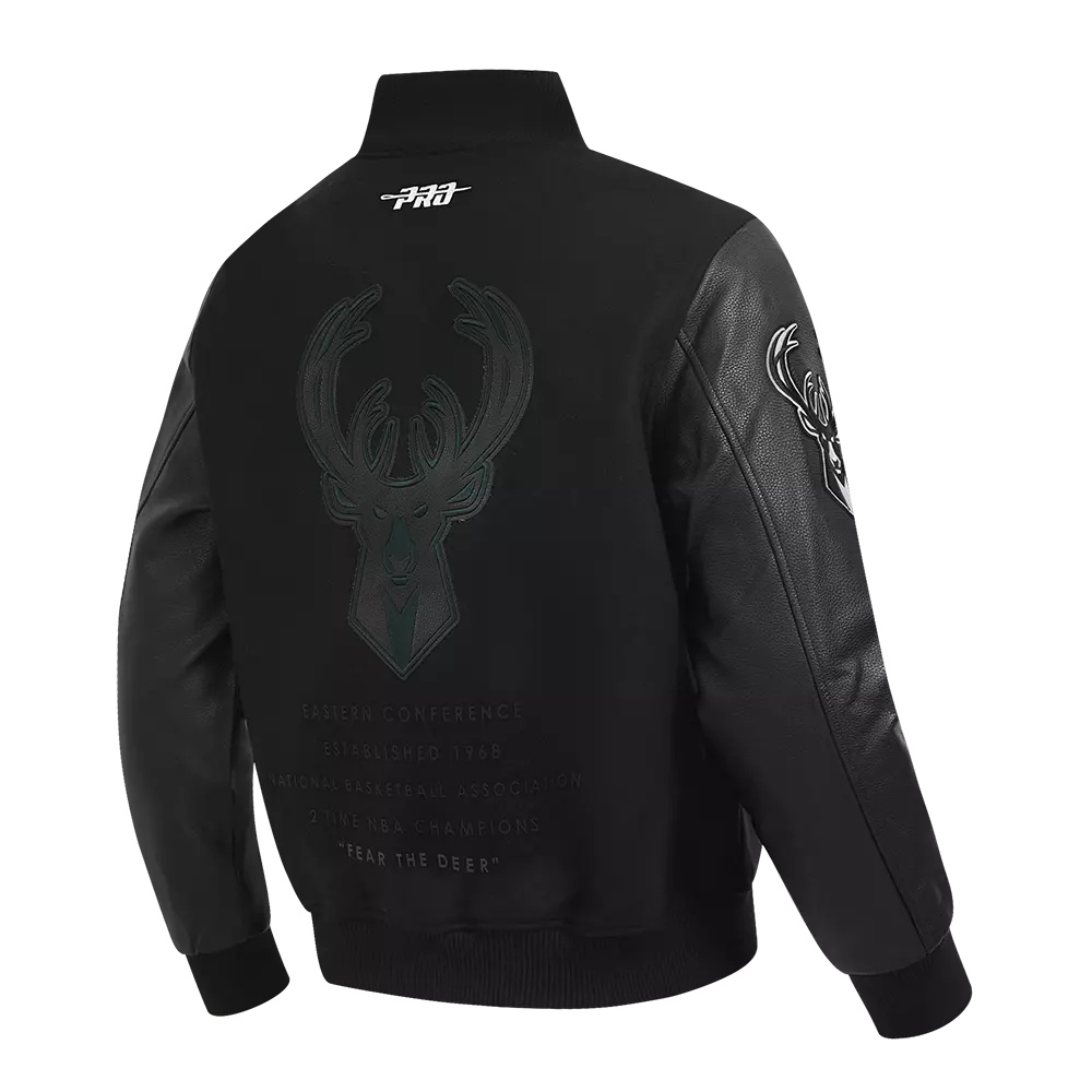 Pro Standard Milwaukee Bucks Shadow Varsity Jacket-Black - BLACK