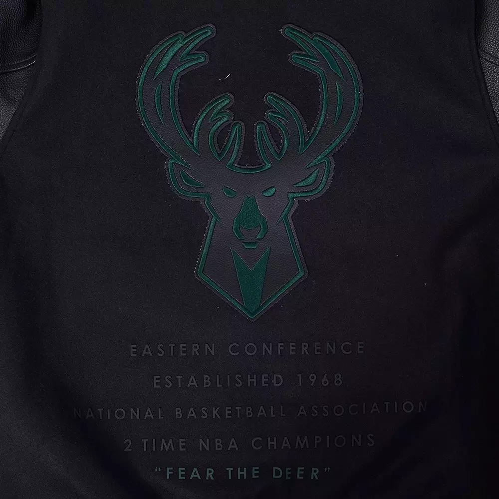 Pro Standard Milwaukee Bucks Shadow Varsity Jacket-Black - BLACK