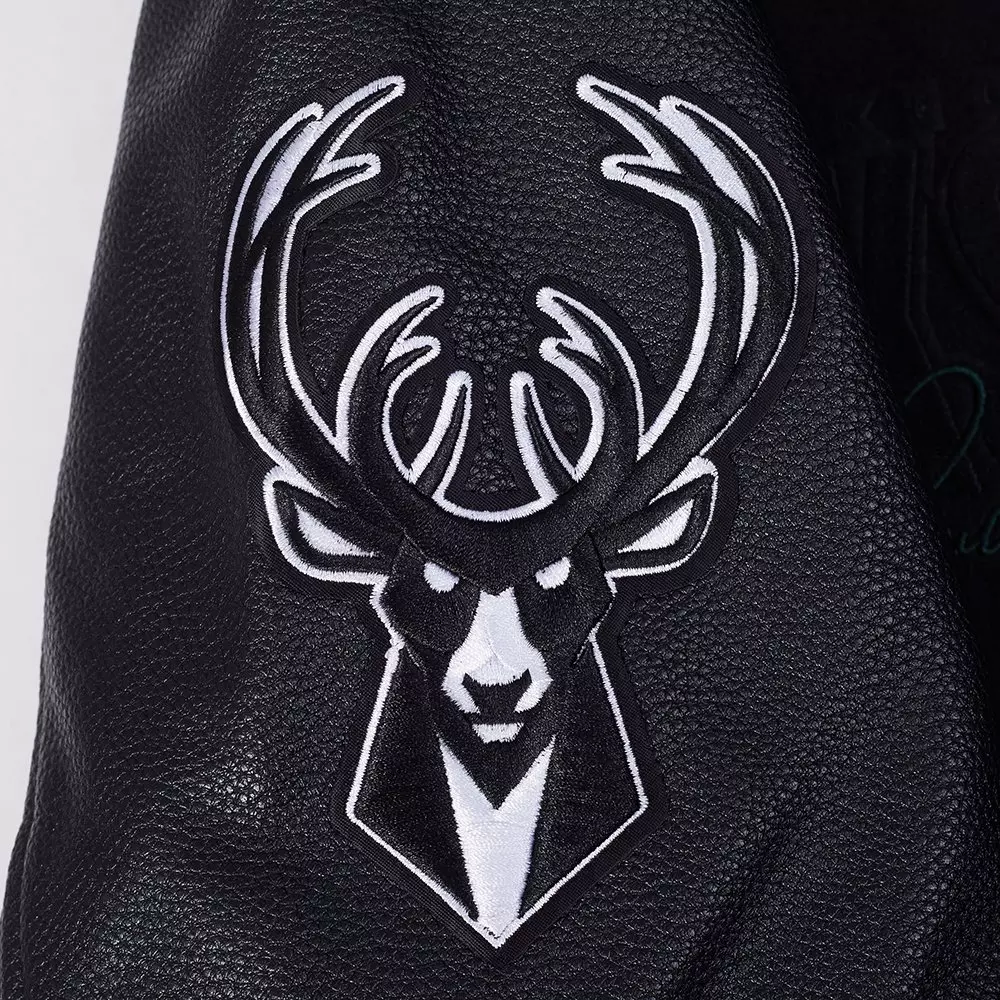 Pro Standard Milwaukee Bucks Shadow Varsity Jacket-Black - BLACK