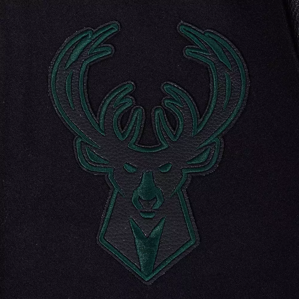 Pro Standard Milwaukee Bucks Shadow Varsity Jacket-Black - BLACK