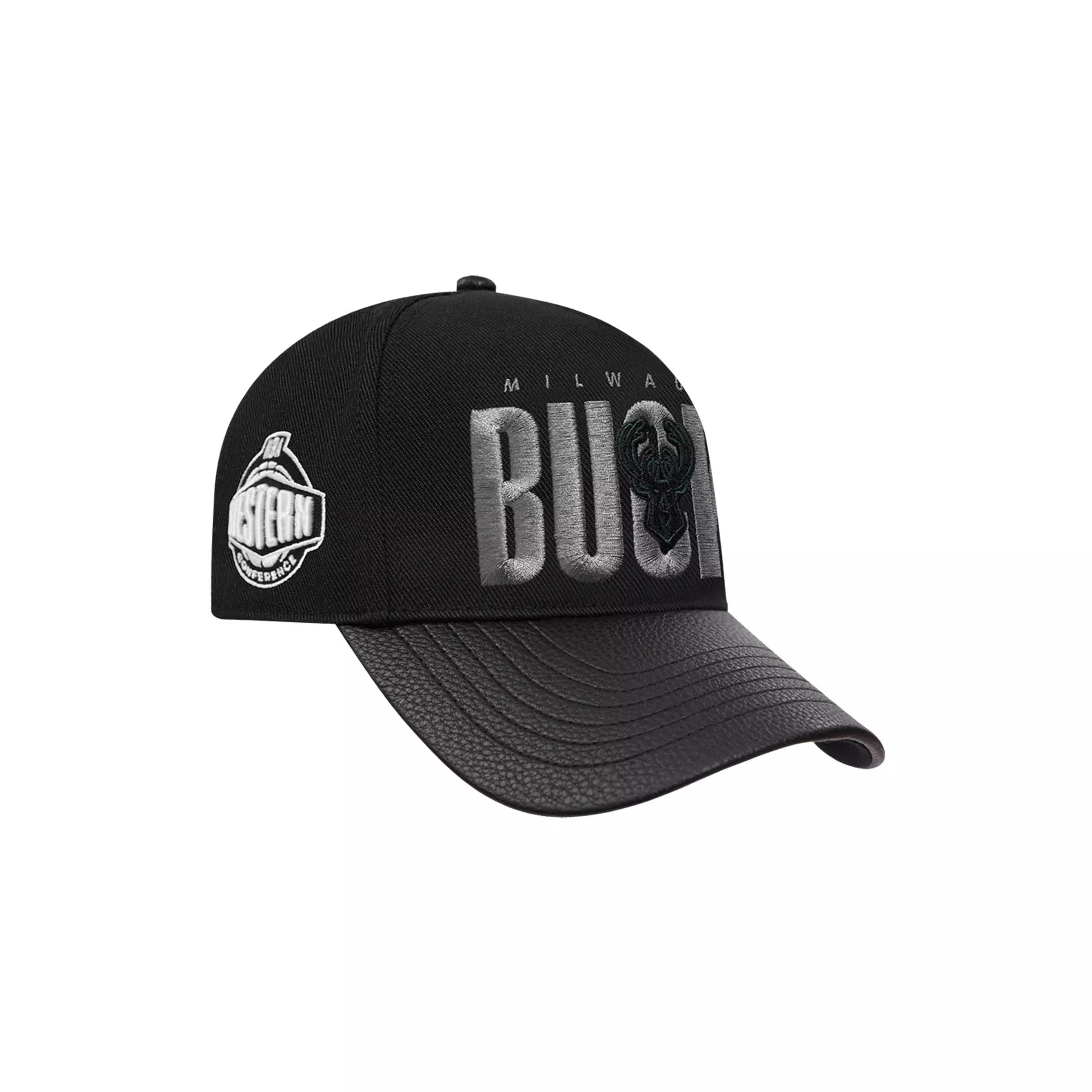 Pro Standard Milwaukee Bucks Shadow Drop Snapback Hat-Black - BLACK