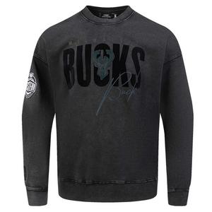Pro Standard Milwaukee Bucks Shadow Fleece Crew Sweater-Black