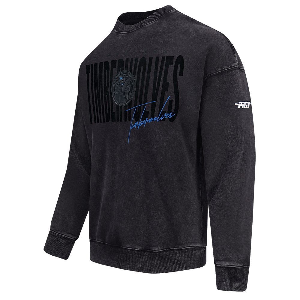 Pro Standard Minnesota Timberwolves Shadow Fleece Crew Sweater-Black - BLACK Thumbnail View 3