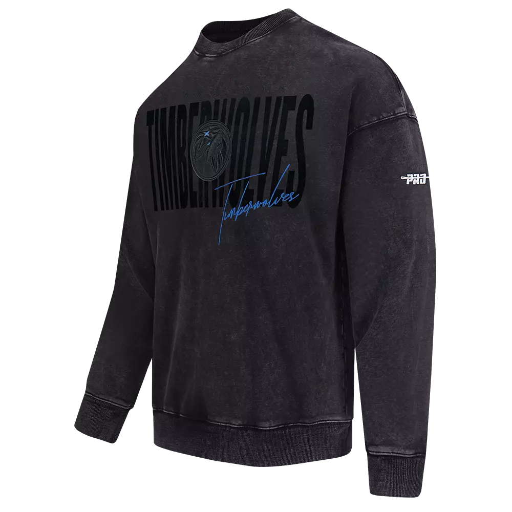 Pro Standard Minnesota Timberwolves Shadow Fleece Crew Sweater-Black - BLACK