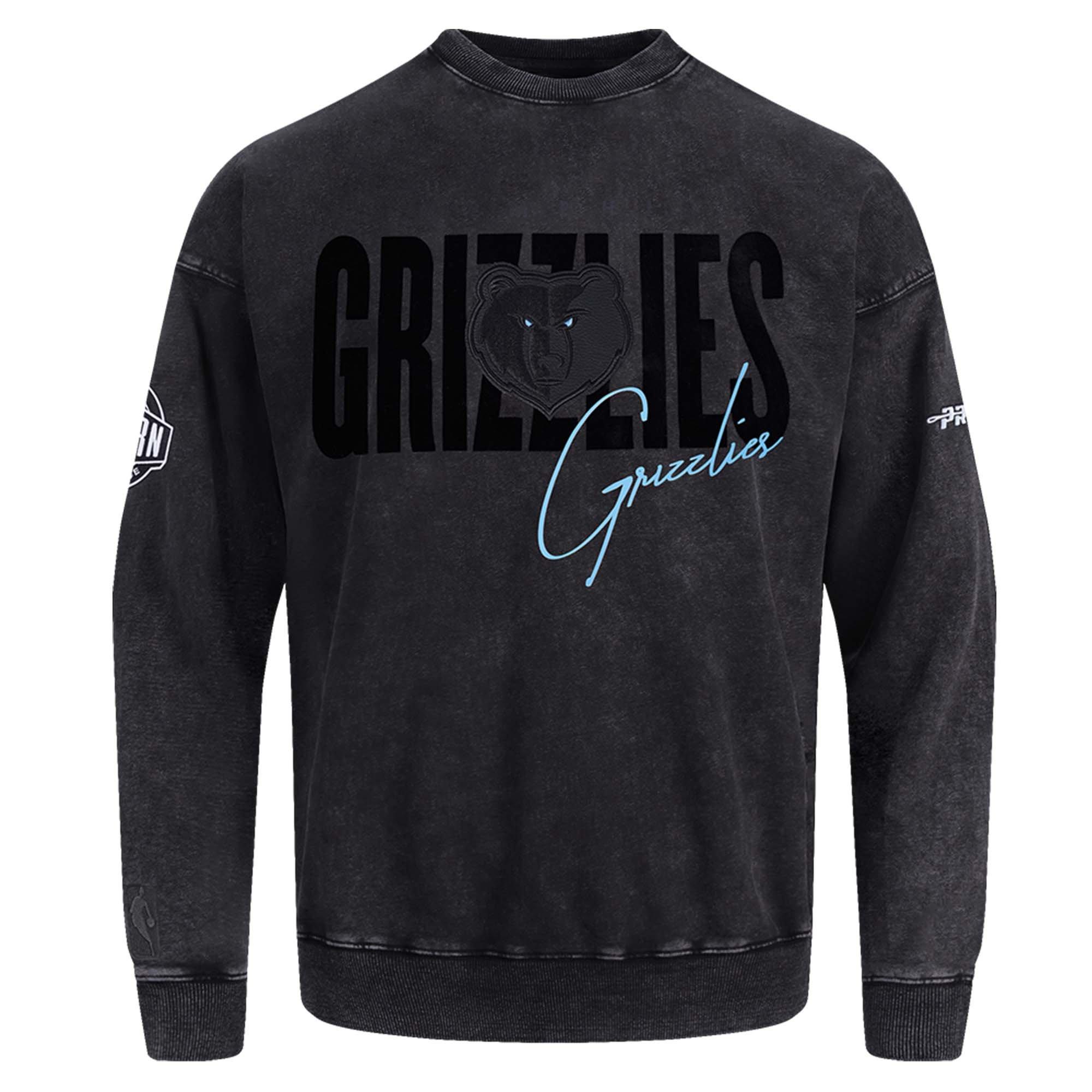 Pro Standard Memphis Grizzlies Shadow Fleece Crew Sweater-Black - BLACK Thumbnail View 1
