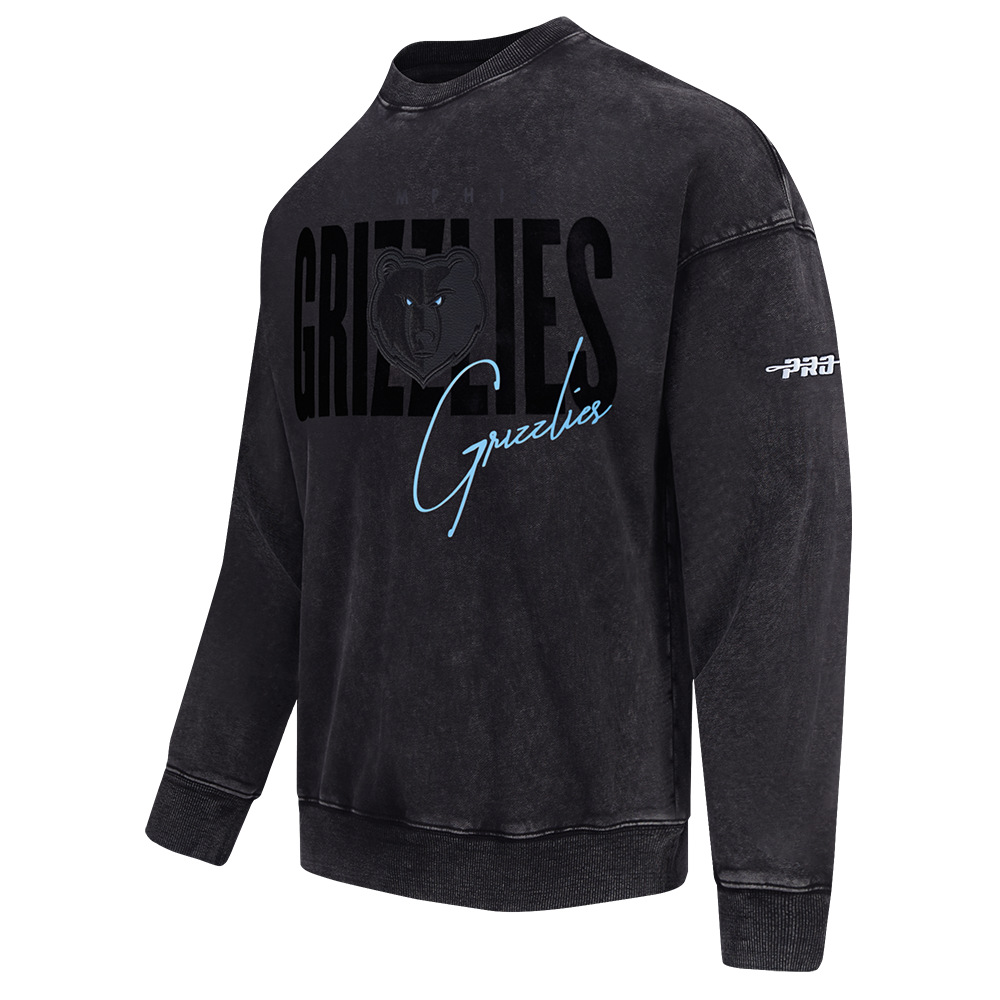 Pro Standard Memphis Grizzlies Shadow Fleece Crew Sweater-Black - BLACK Thumbnail View 3