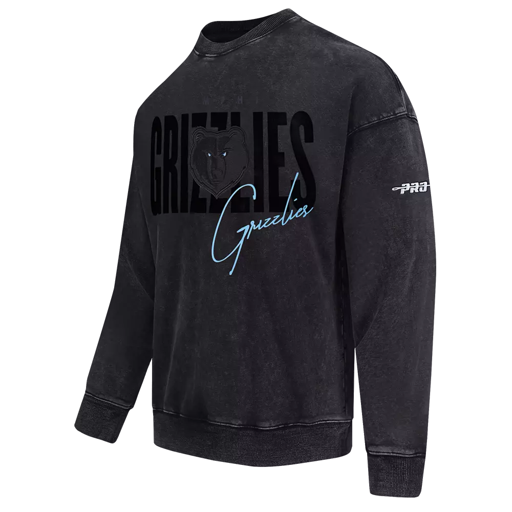 Pro Standard Memphis Grizzlies Shadow Fleece Crew Sweater-Black - BLACK
