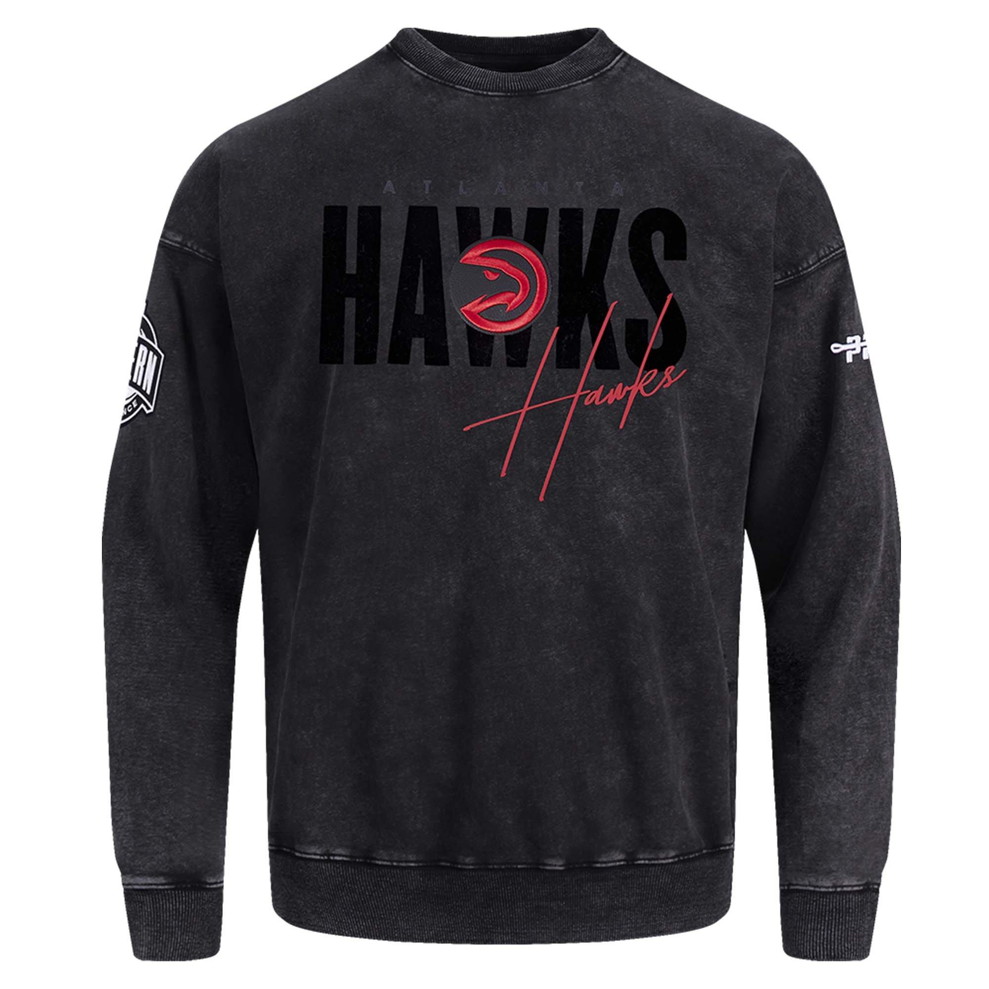Pro Standard Atlanta Hawks Shadow Fleece Crew Sweater-Black - BLACK Thumbnail View 1