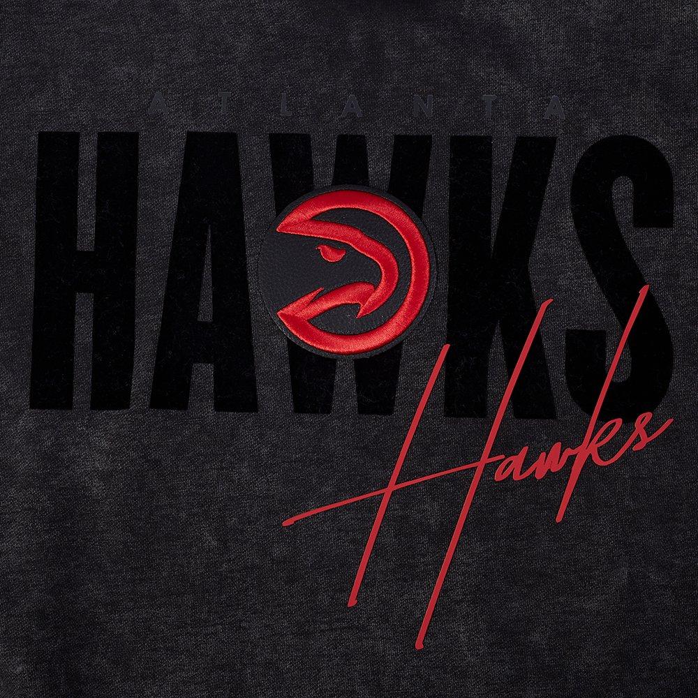 Pro Standard Atlanta Hawks Shadow Fleece Crew Sweater-Black - BLACK Thumbnail View 5