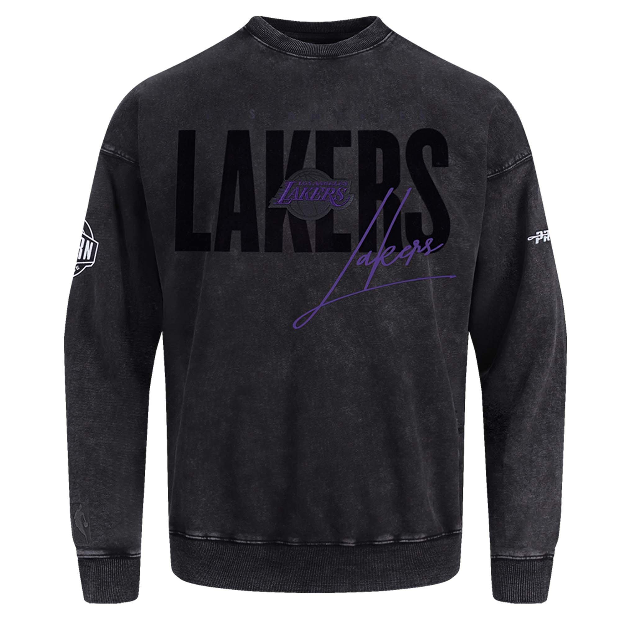 Pro Standard Los Angeles Lakers Shadow Fleece Crew Sweater-Black - BLACK Thumbnail View 1