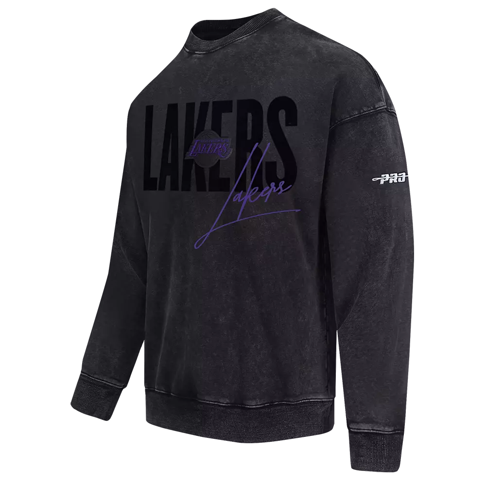 Pro Standard Los Angeles Lakers Shadow Fleece Crew Sweater-Black - BLACK
