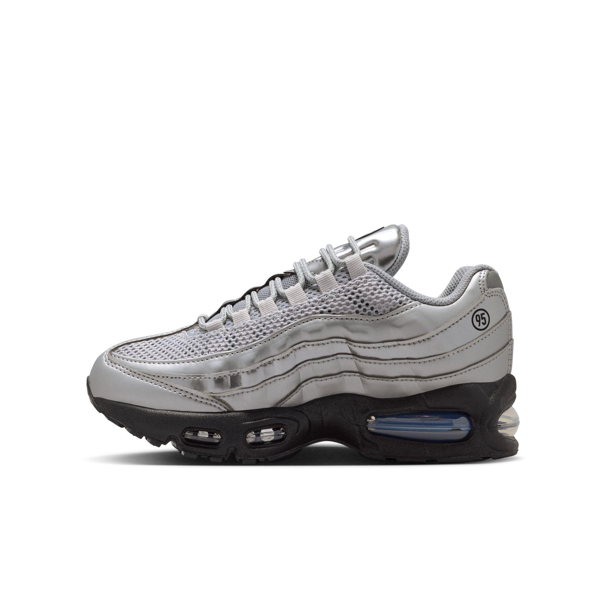 Nike Air Max 95 SE LTR Grade School Boys' "Metallic Silver/Black" Shoe
